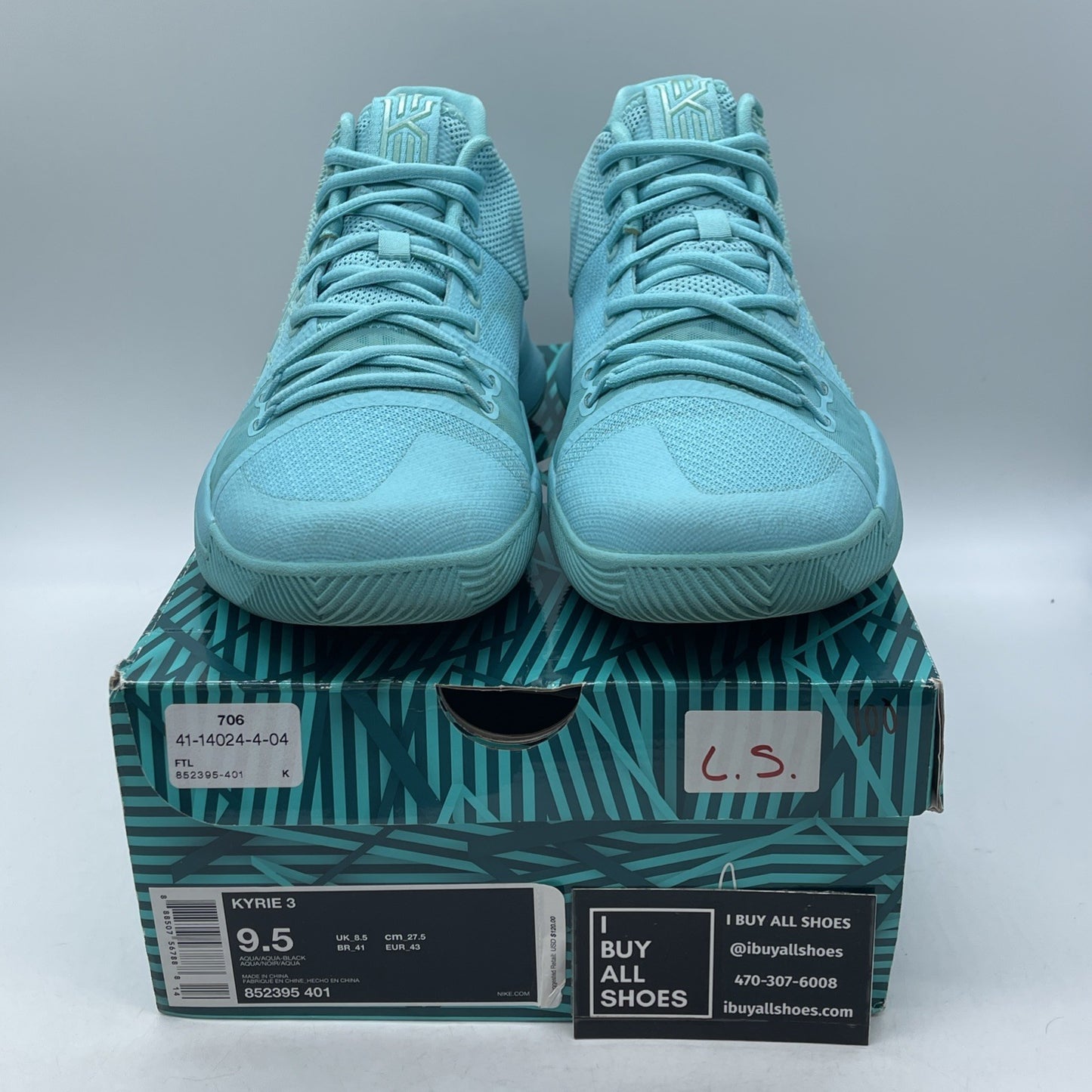 Size 9.5 - Nike Kyrie 3 Tiffany Blue Suede Leather (852395-401)