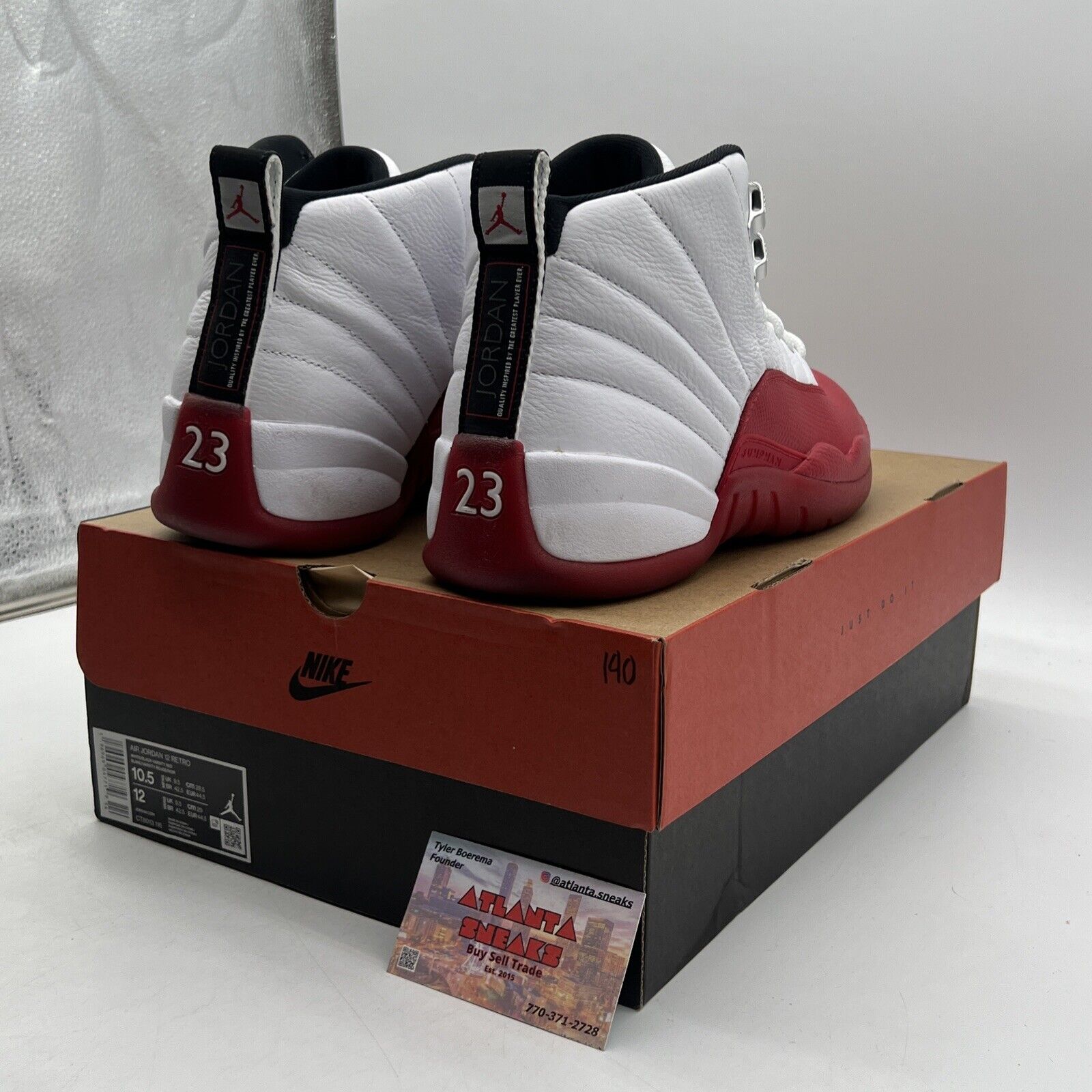 Size 10.5 - Jordan 12 Retro 2023 Mid Cherry White Red Black Leather (CT8013-116)