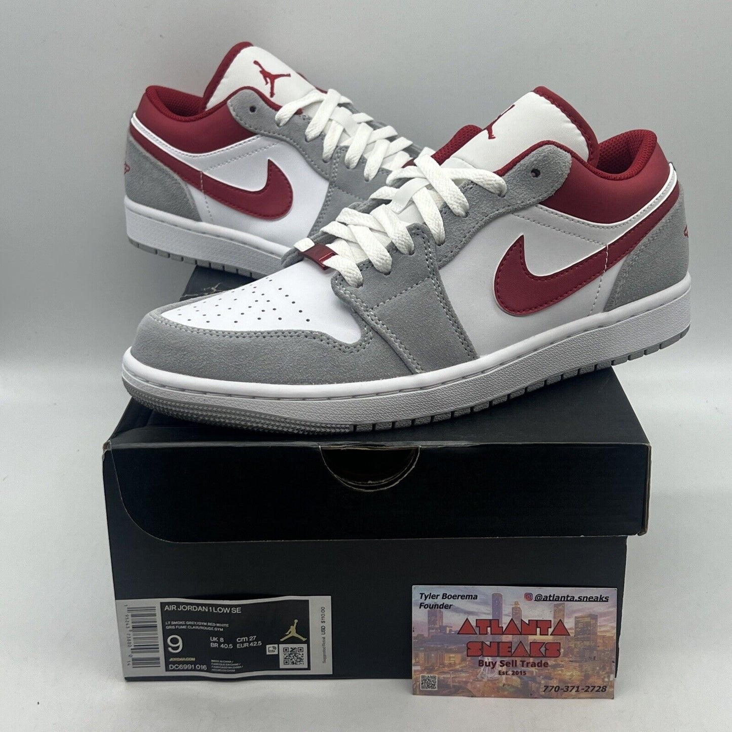 Size 9 - Jordan 1 Light Smoke Gray Gym Red 2021 Brand New Og All