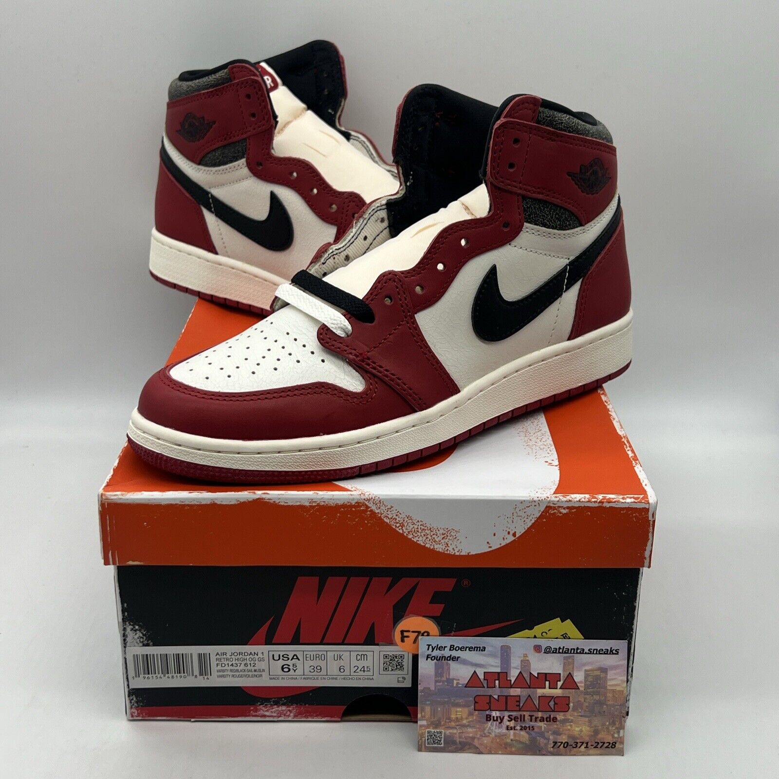 Size 6.5 - Jordan 1 Retro High OG Chicago Lost & Found 2022 Brand New Og All