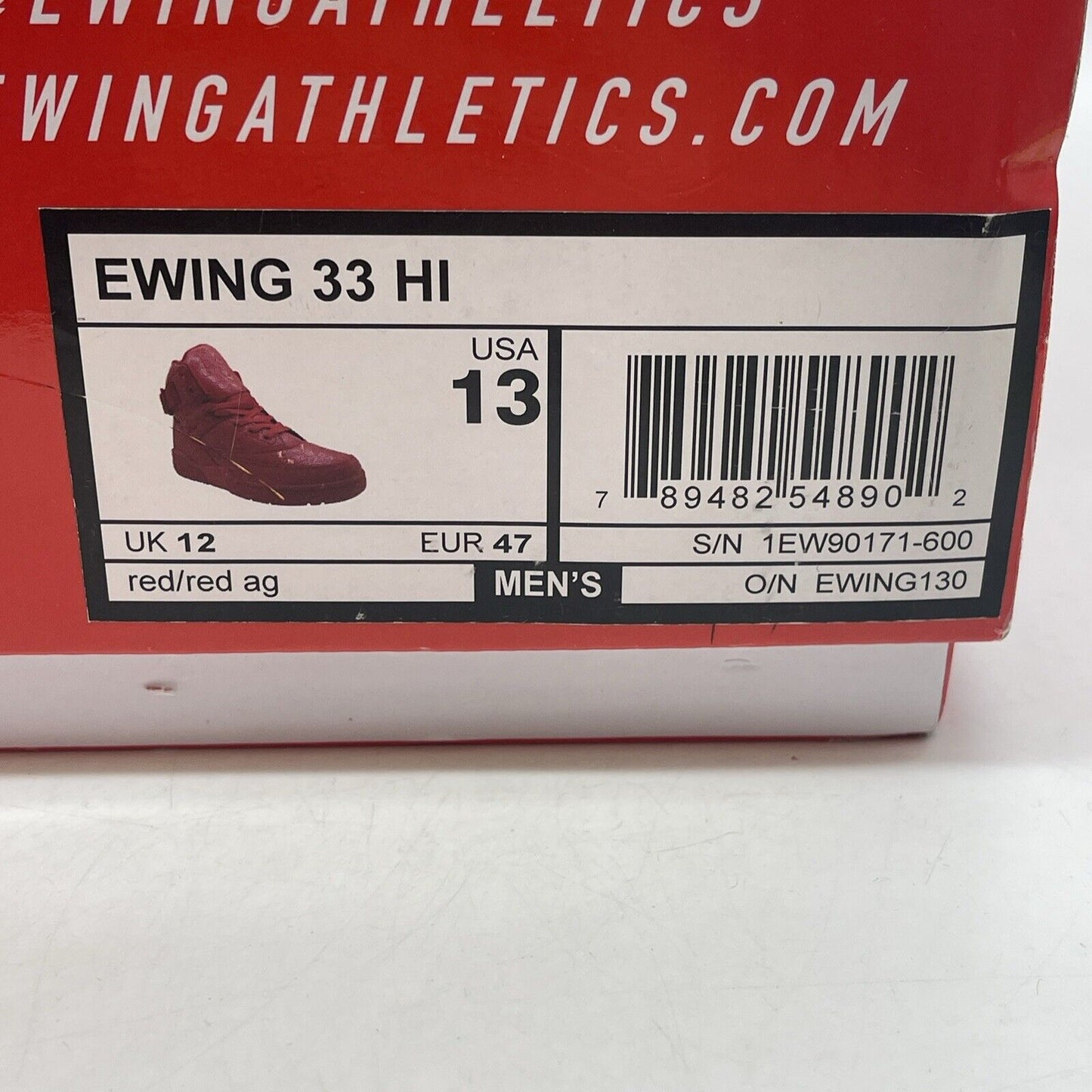 Size 13 - Ewing Athletics Ewing 33 Hi Red Croc Skin Red Leather (1EW90171-600)