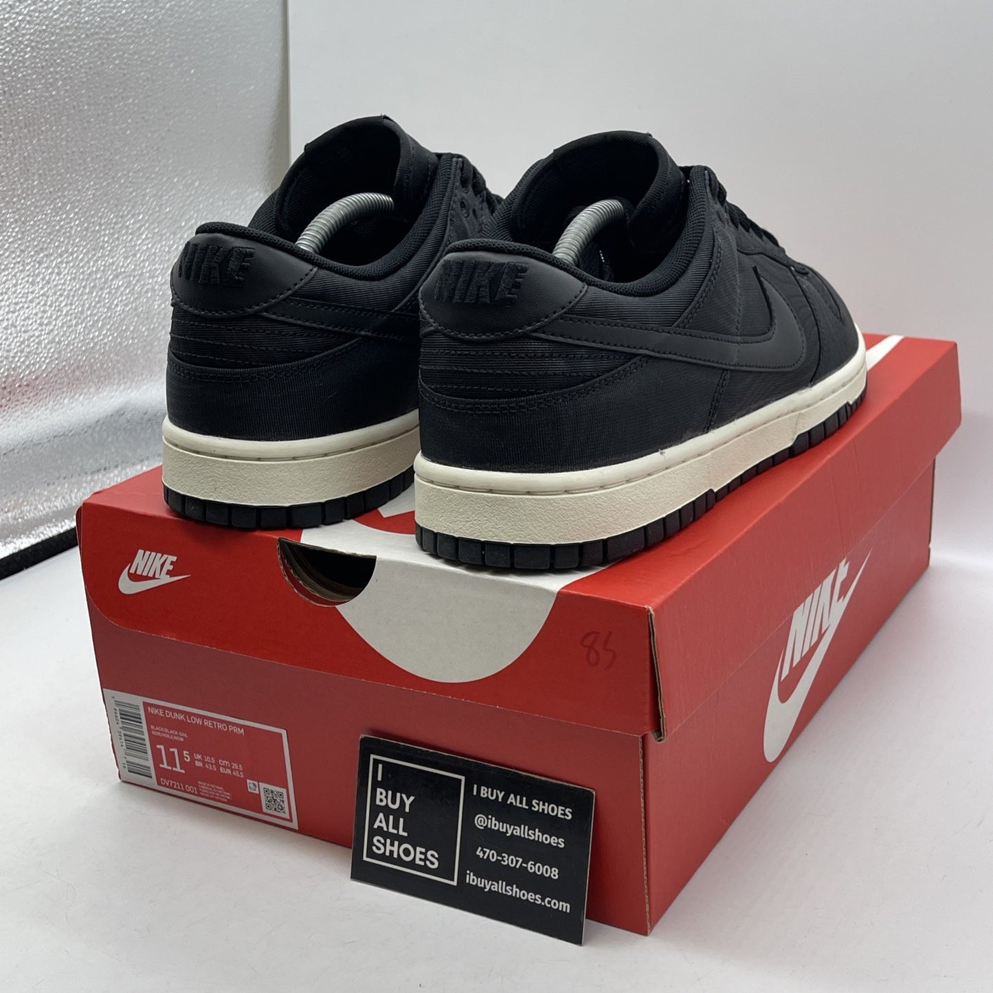 Size 11.5 - Nike Dunk Low Black Canvas Suede Leather (DV7211-001)