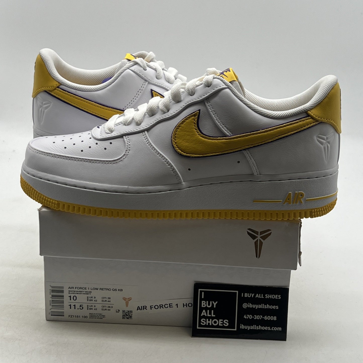 Size 10 - Kobe Bryant x Nike Air Force 1 Retro QS Low Lakers Home (FZ1151-100)