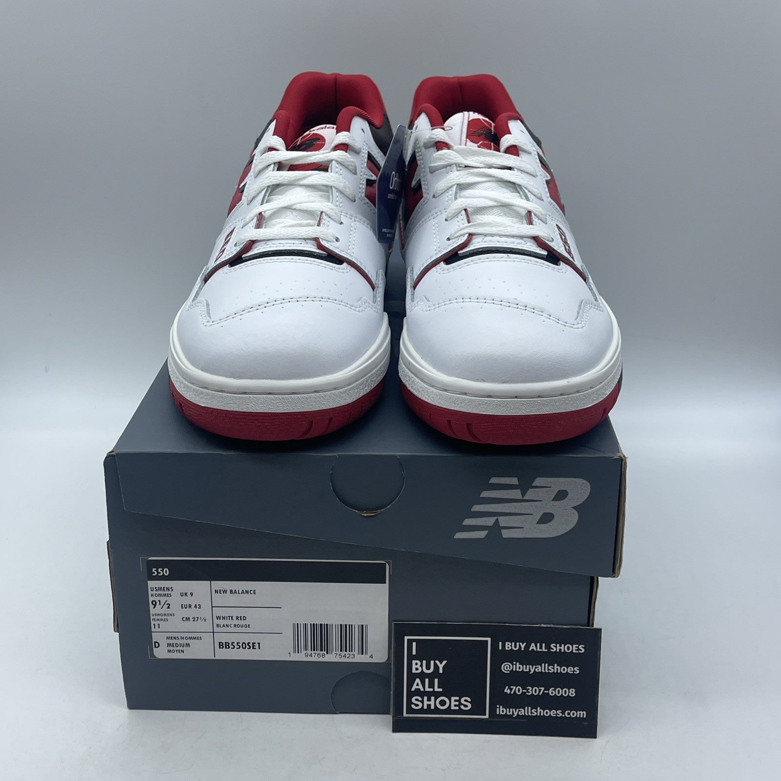 Size 9.5 - New Balance 550 White Team Red White Leather (BB550SE1)