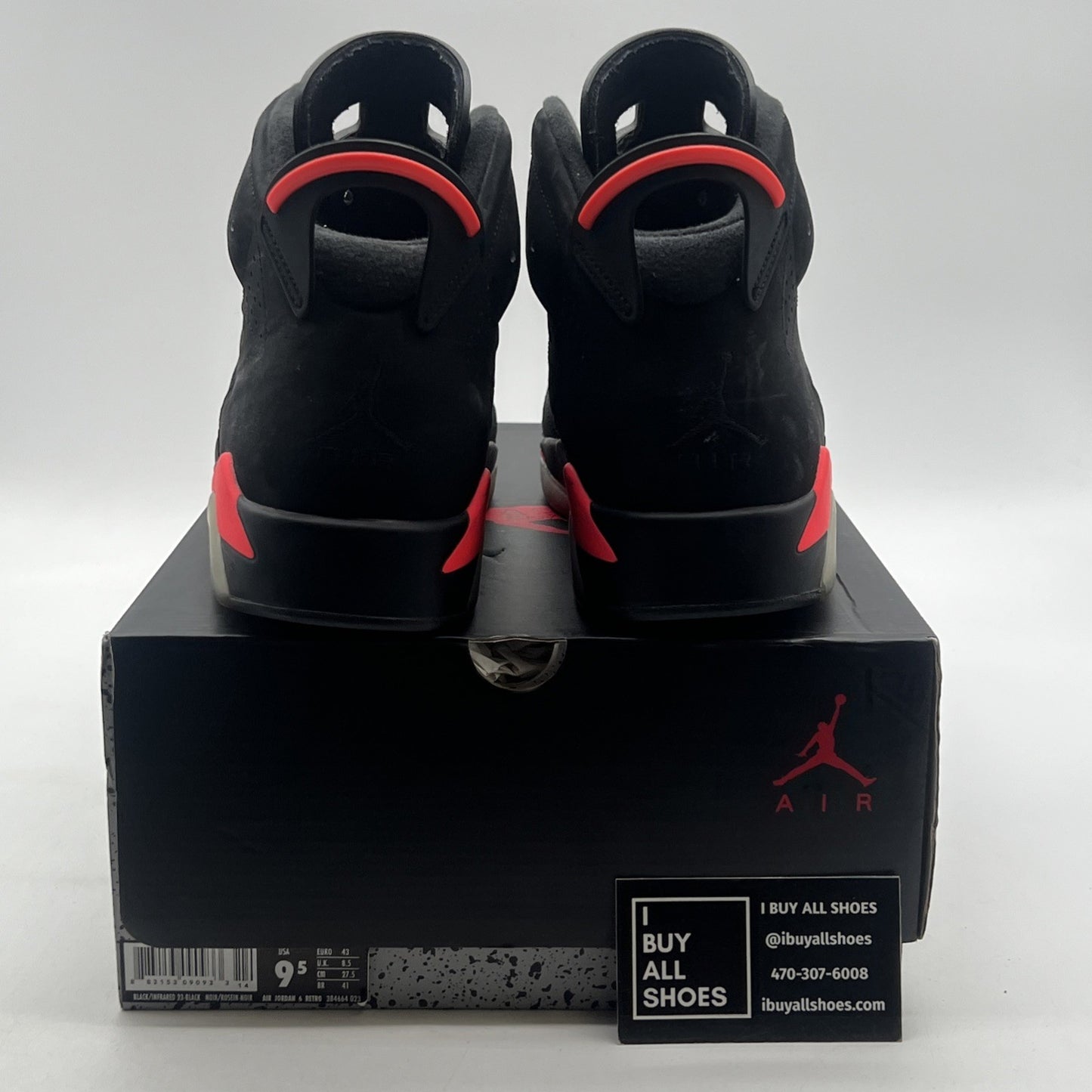 Size 9.5 - Air Jordan 6 Retro Infrared Black 2014 (384664-023)