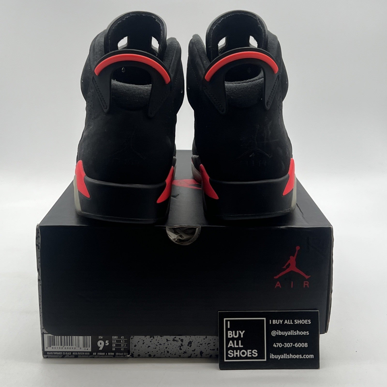 Size 9.5 - Air Jordan 6 Retro Infrared Black 2014 (384664-023)
