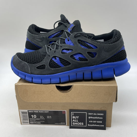 Size 10 - Nike Free RN 2 Black Blue Gray Suede Leather (555174-044)