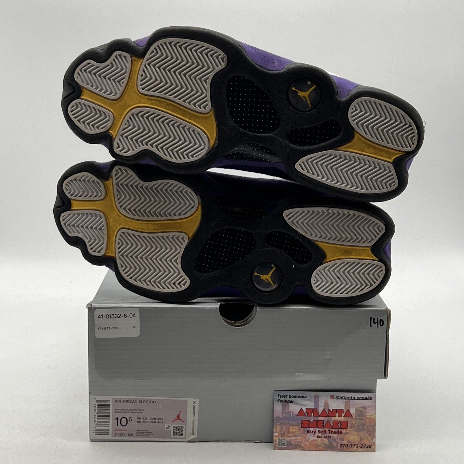 Size 10.5 - Air Jordan 13 Retro Lakers White Purple Leather (414571-105)