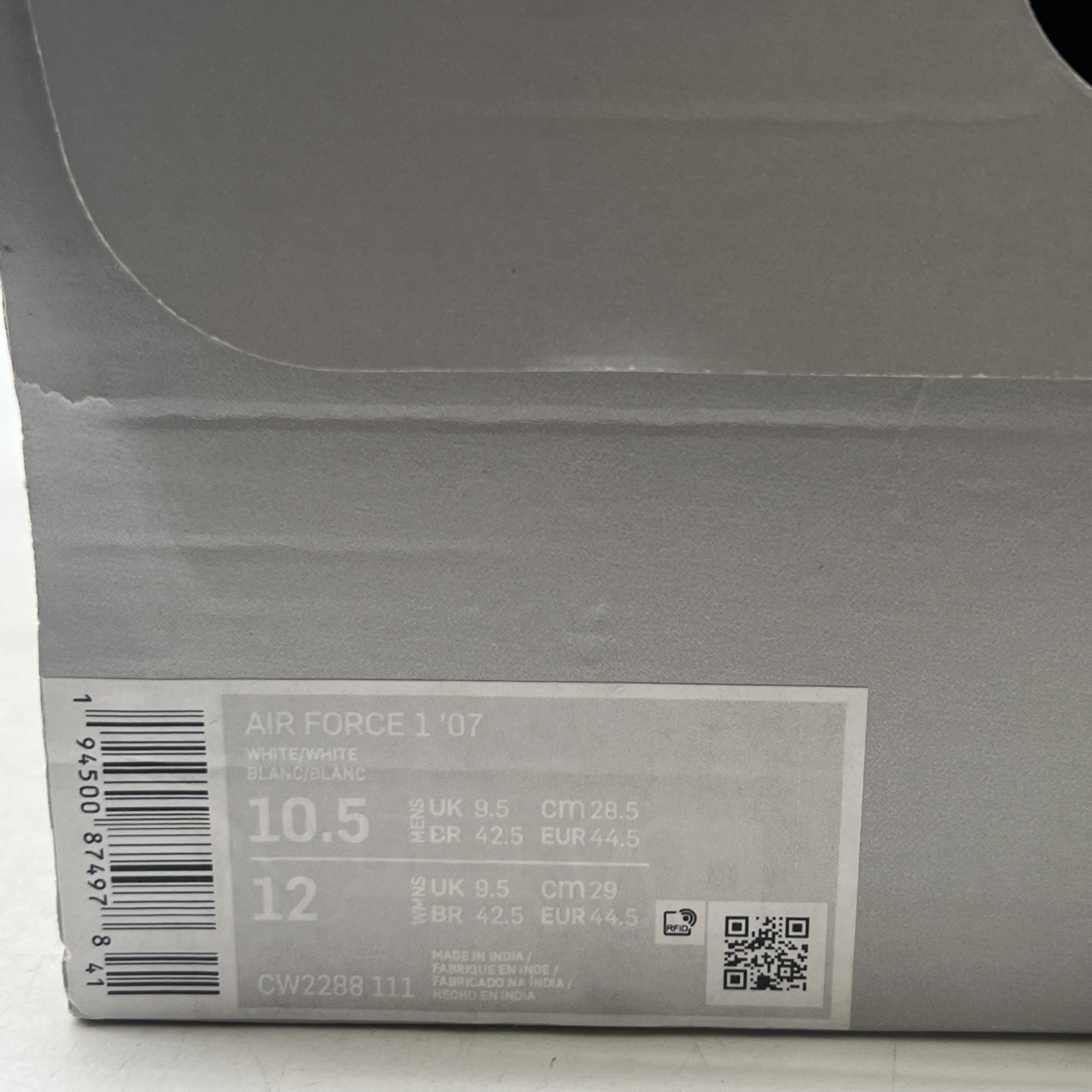 Size 10.5 - Nike Air Force 1 '07 Low Triple White (CW2288-111)