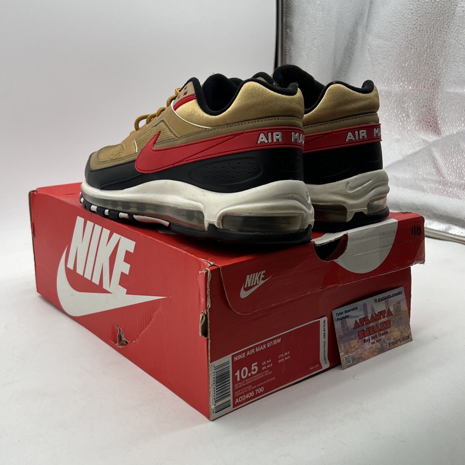 Size 10.5 - Nike Air Max 97/BW Metallic Gold Red (AO2406-700)