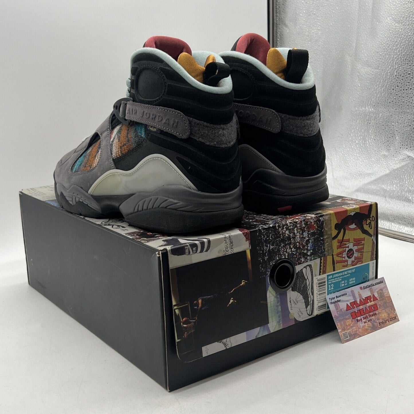 Size 12 - Air Jordan 8 Retro SP N7 Pendleton Black Suede (CQ9601-001)