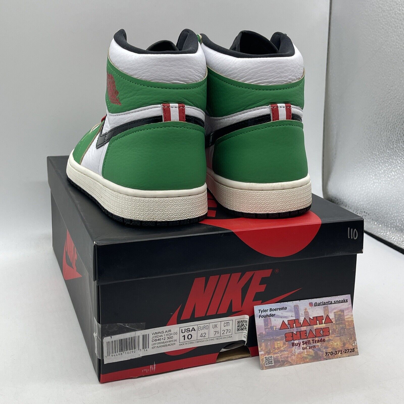 Size 10W - Air Jordan 1 Retro OG High Lucky Green White Leather (DB4612-300)