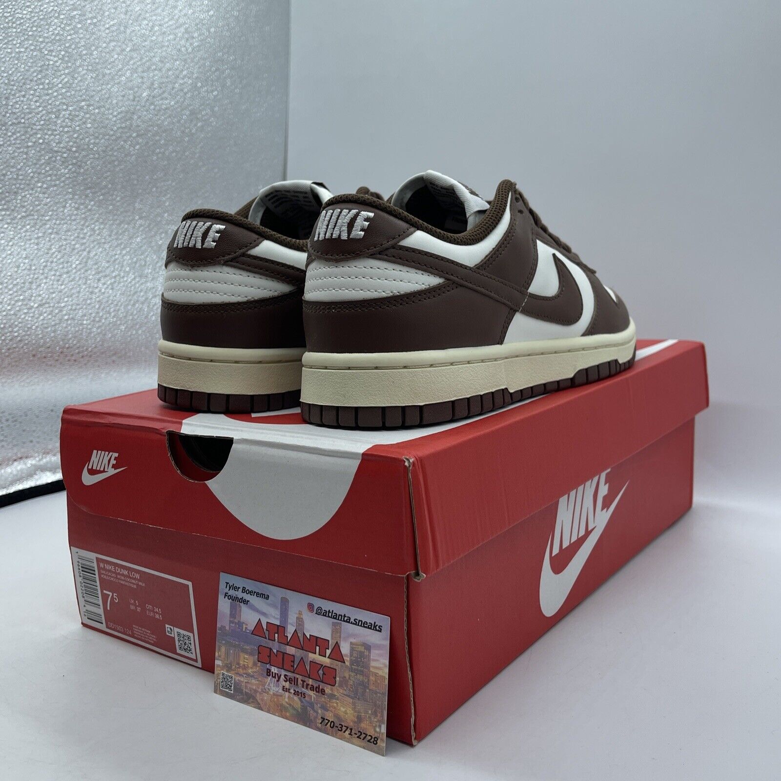 Size 7.5 - Nike Dunk Low Cacao Wow Brown White Leather (DD1503-124)