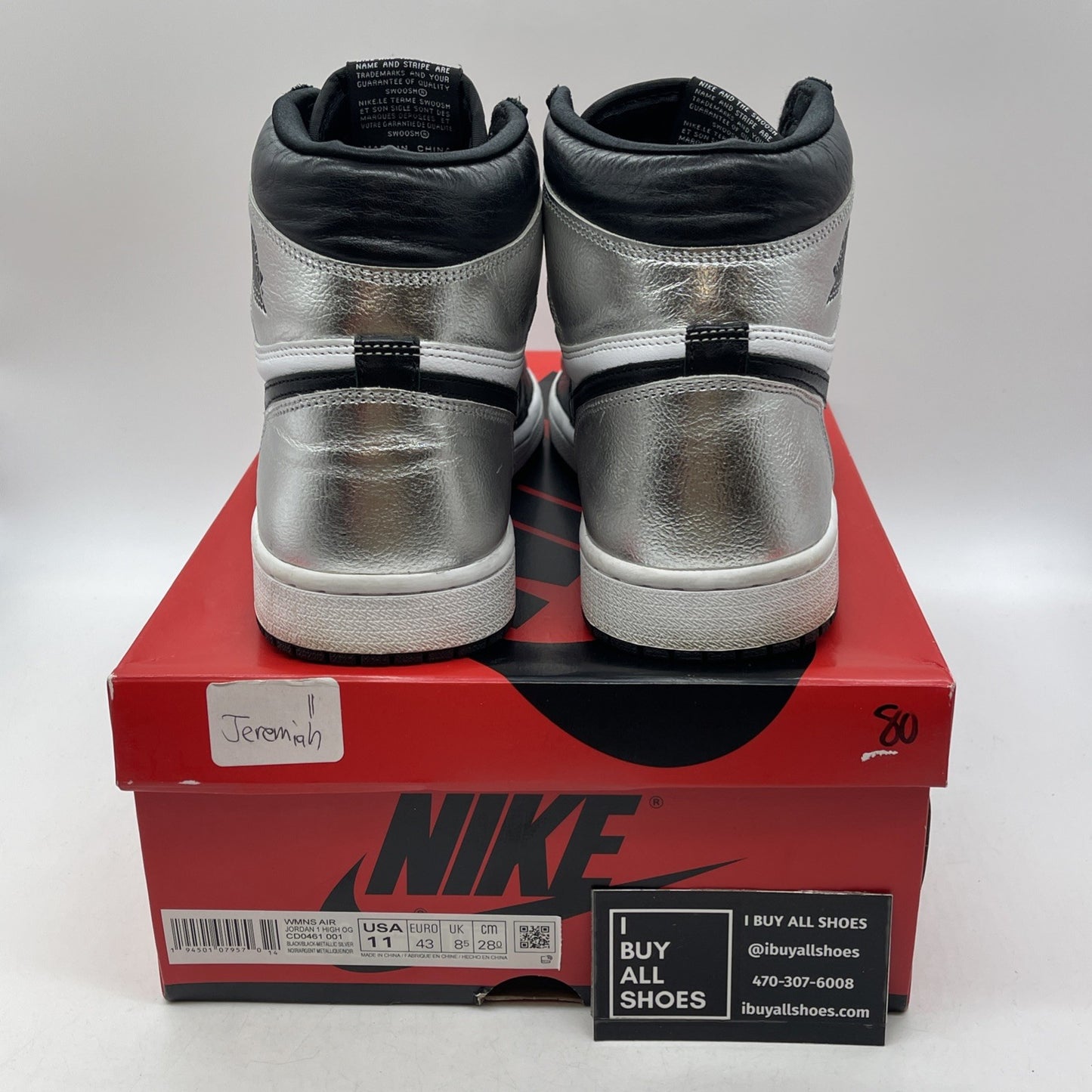 Size 11W- Air Jordan 1 High OG Metallic Silver (CD0461-001)