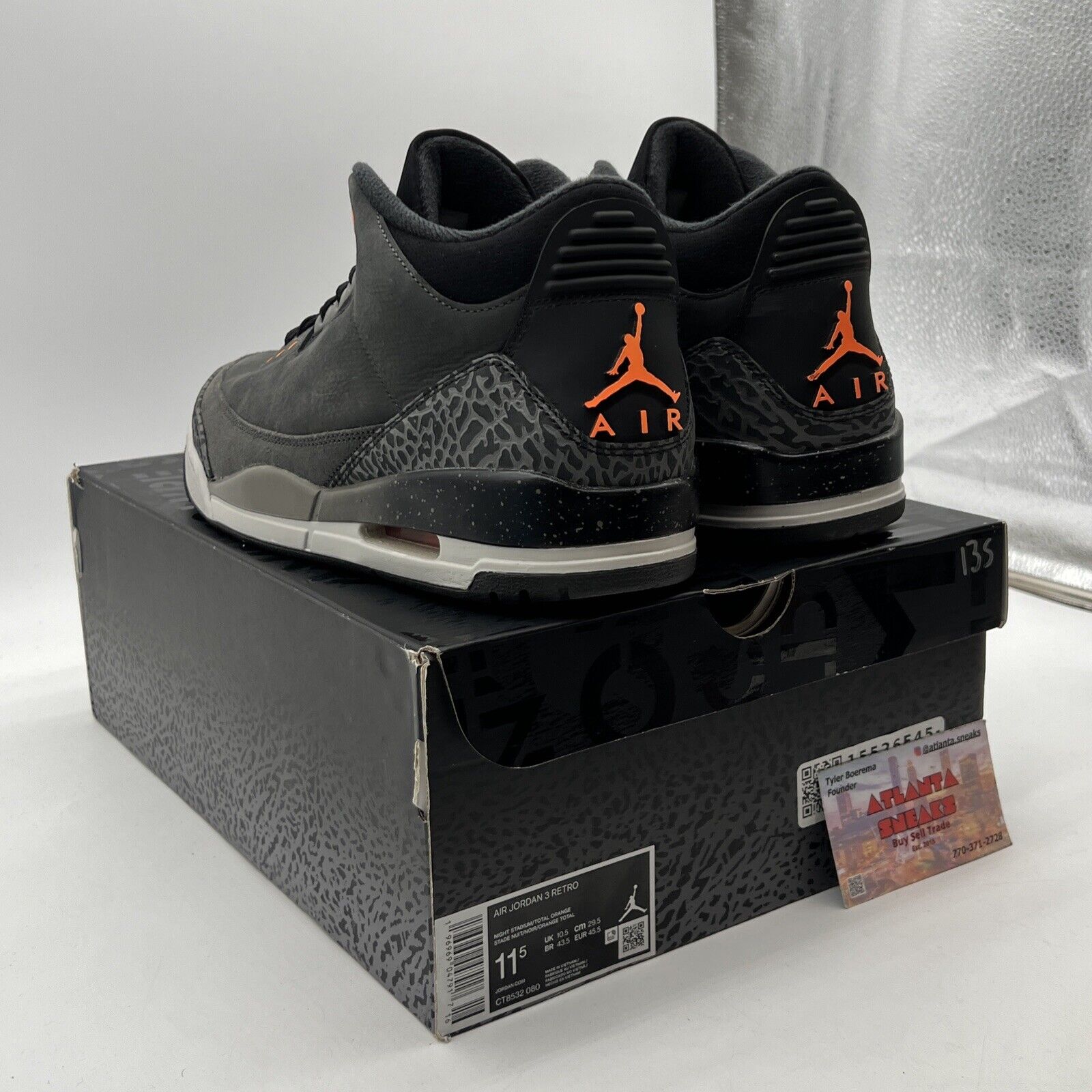 Size 11.5 - Jordan 3 Retro 2023 Mid Fear Orange Suede White Grey (CT8532-080)