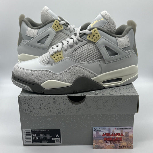 NEW NIKE AIR JORDAN 4 RETRO  SE "CRAFT PHOTON DUST"  US  -  MEN'S 10 Grey Yellow