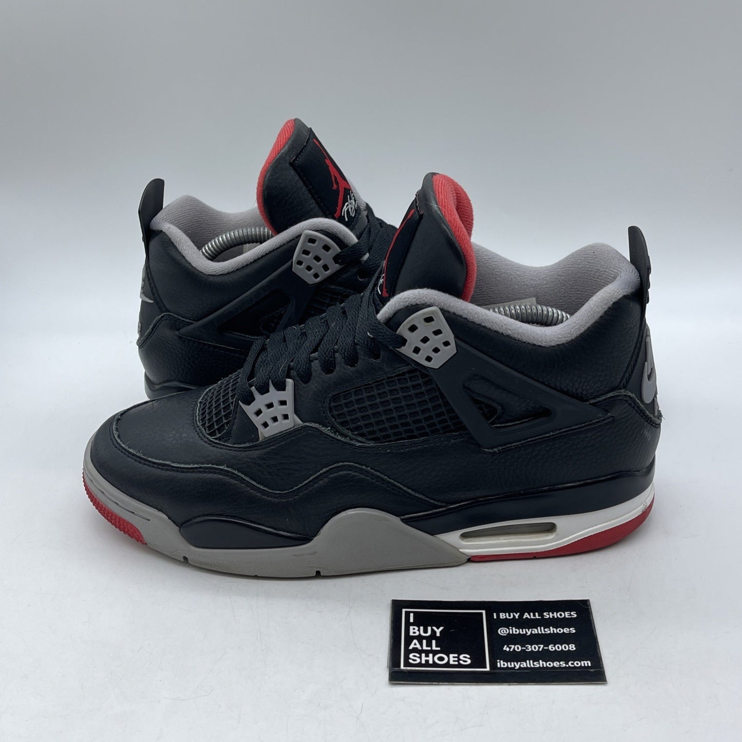 Size 9 - Air Jordan 4 Retro Bred Reimagined Black Grey Leather (FV5029-006)