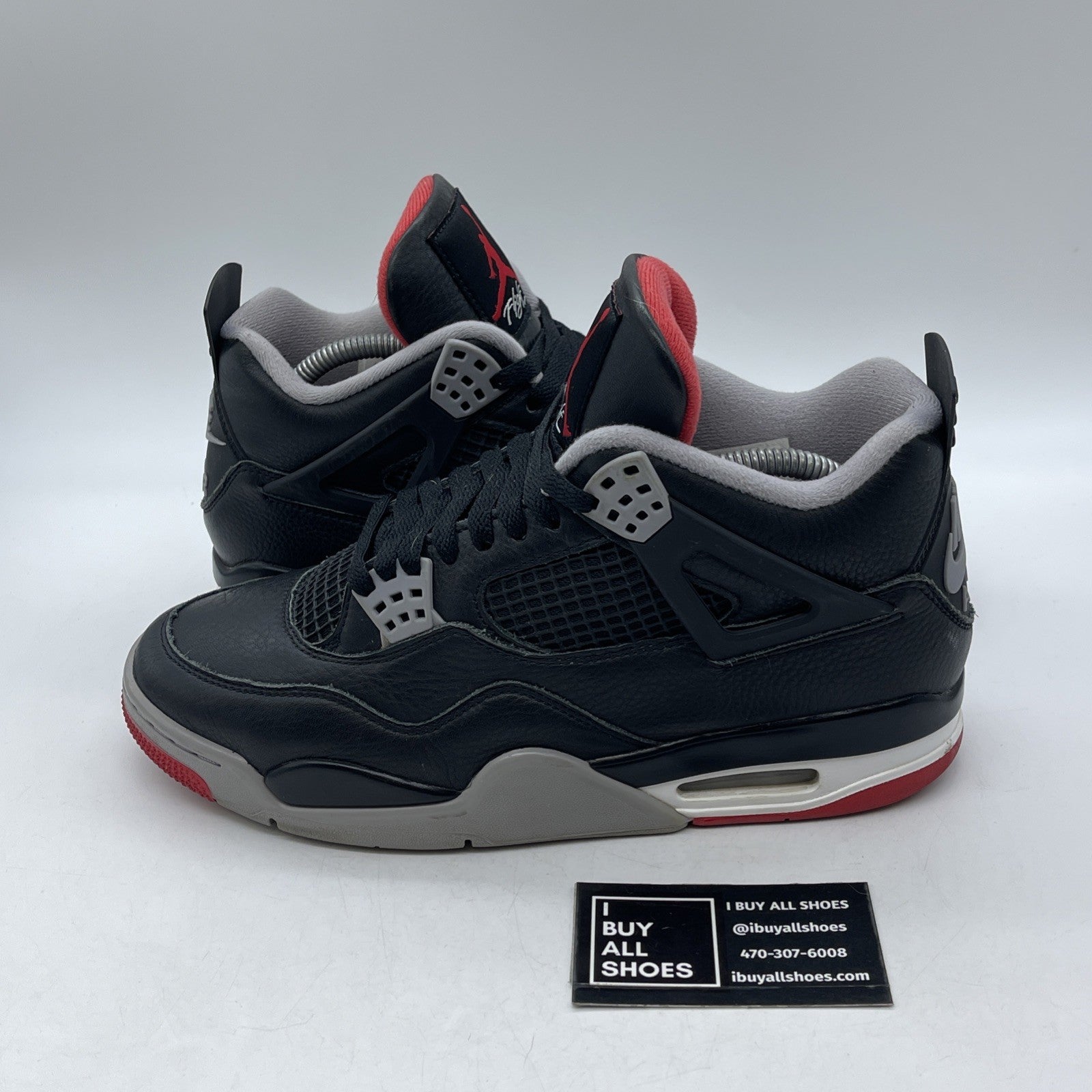 Size 9 - Air Jordan 4 Retro Bred Reimagined Black Grey Leather (FV5029-006)