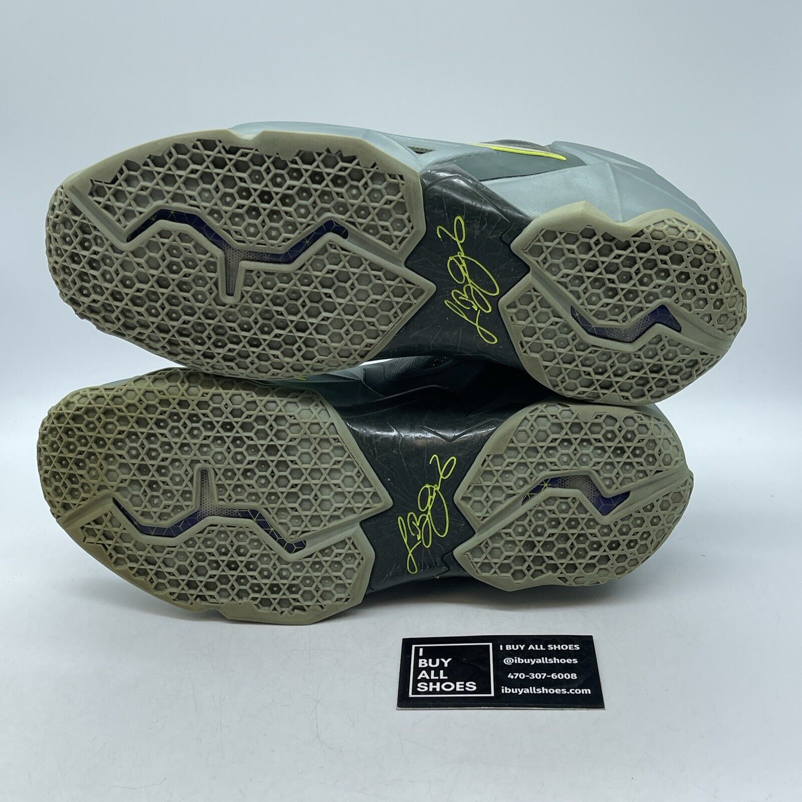 Size 12 - Nike LeBron 11 Dunkman Grey Neon Green Suede Leather (616175-300)