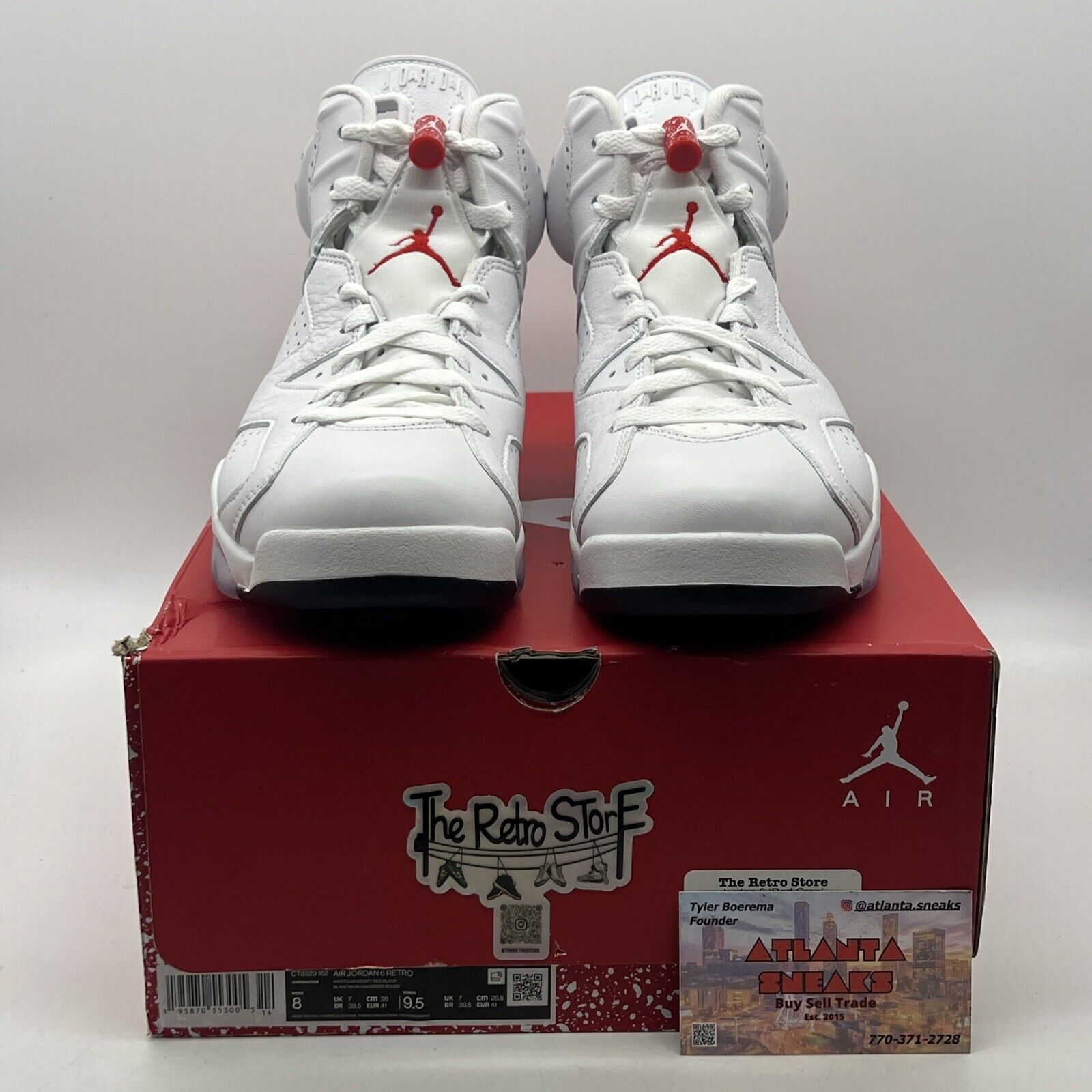 Size 8 - Jordan 6 White and University Red 2022 White Red Leather (CT8529-162)