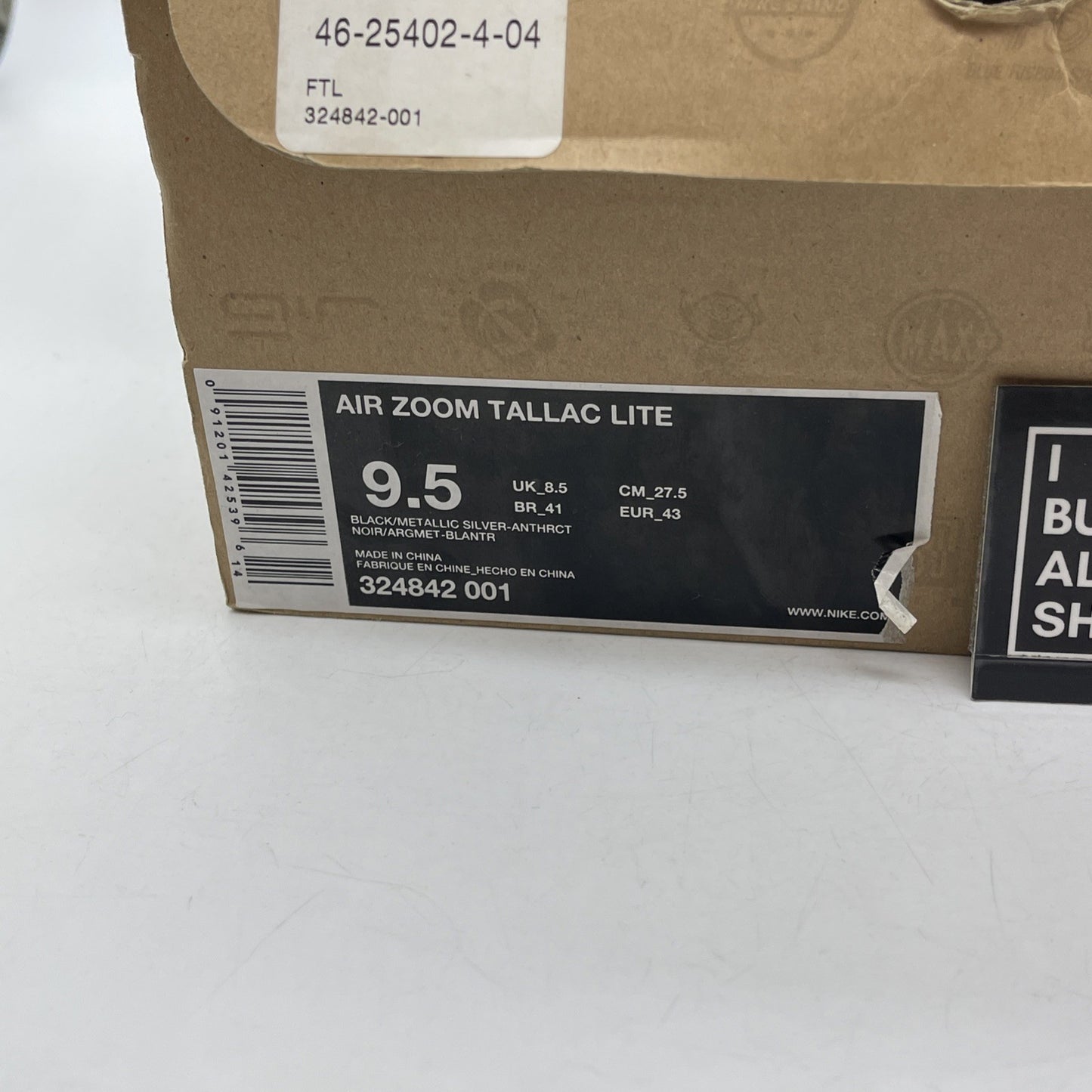 Size 9.5 - Nike Air Zoom Tallac Lite Black Metallic Silver Black (324842-001)