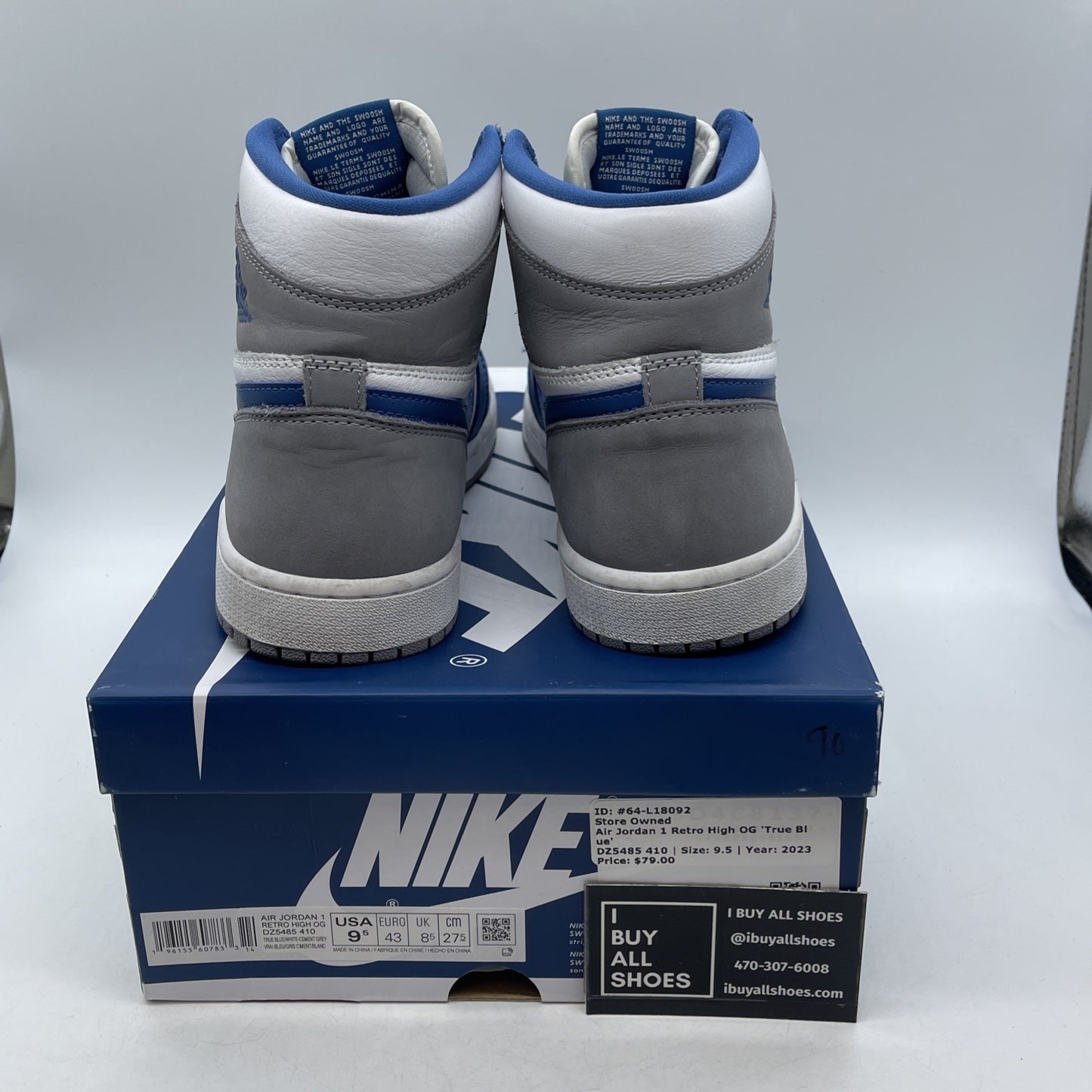 Size 9.5 - Air Jordan 1 Retro OG High True Blue (DZ5485-410)