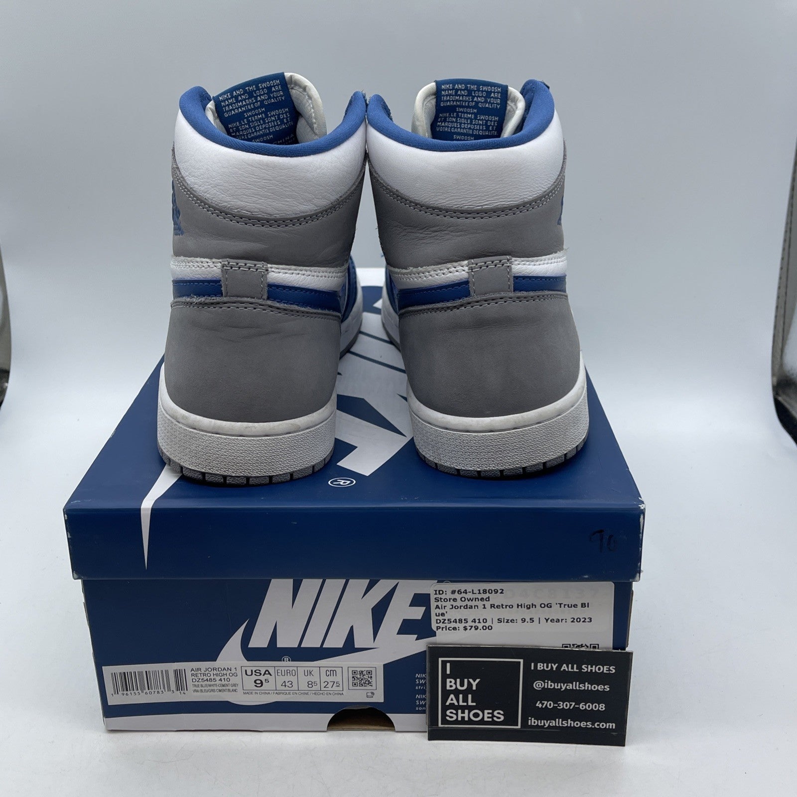 Size 9.5 - Air Jordan 1 Retro OG High True Blue (DZ5485-410)