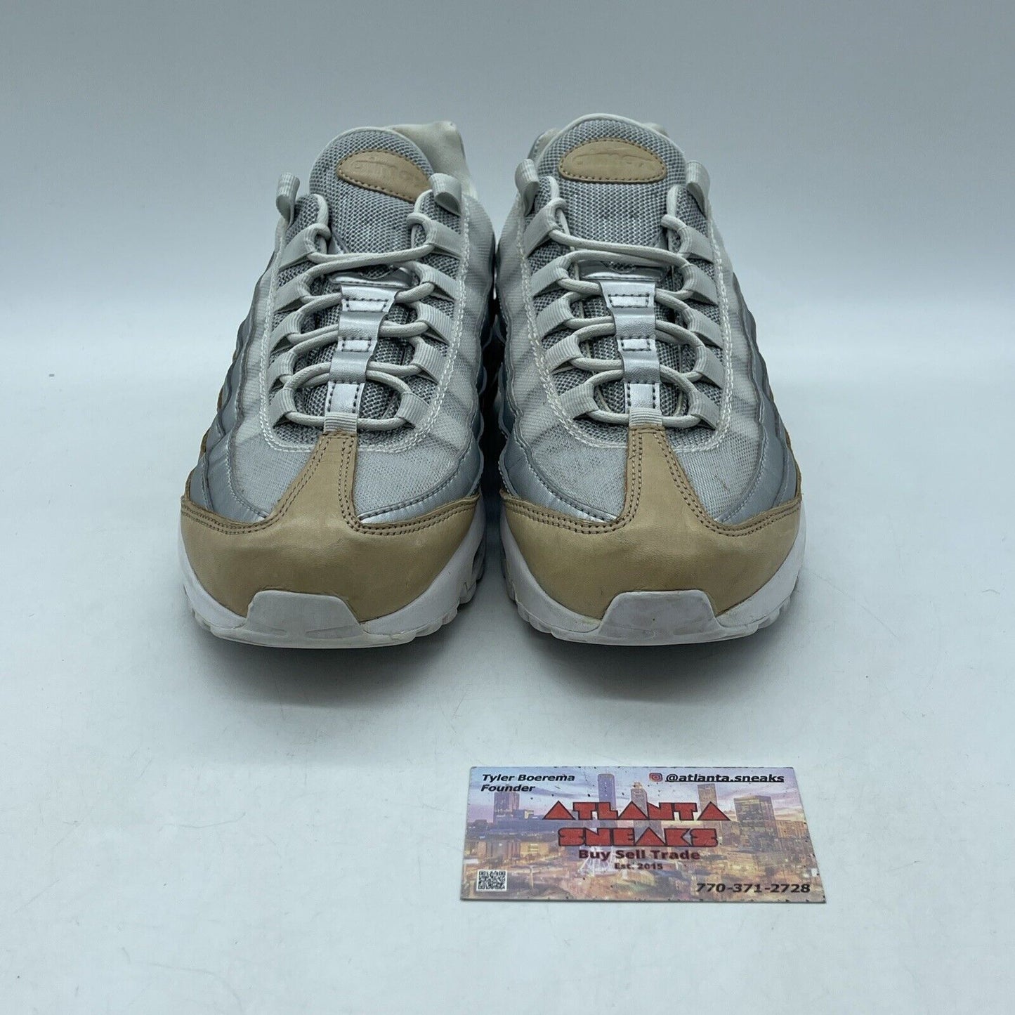 Size 8.5W - Nike Air Max 95 SE Pure Platinum Silver Leather Brown (AH8697-002)