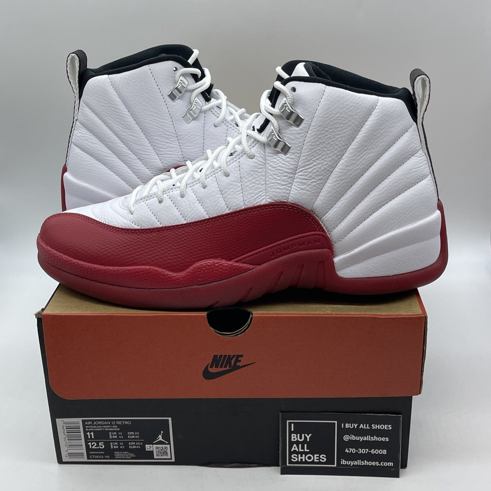 Size 11 - Air Jordan 12 Retro 2023 Mid Cherry White Red Leather (CT8013-116)