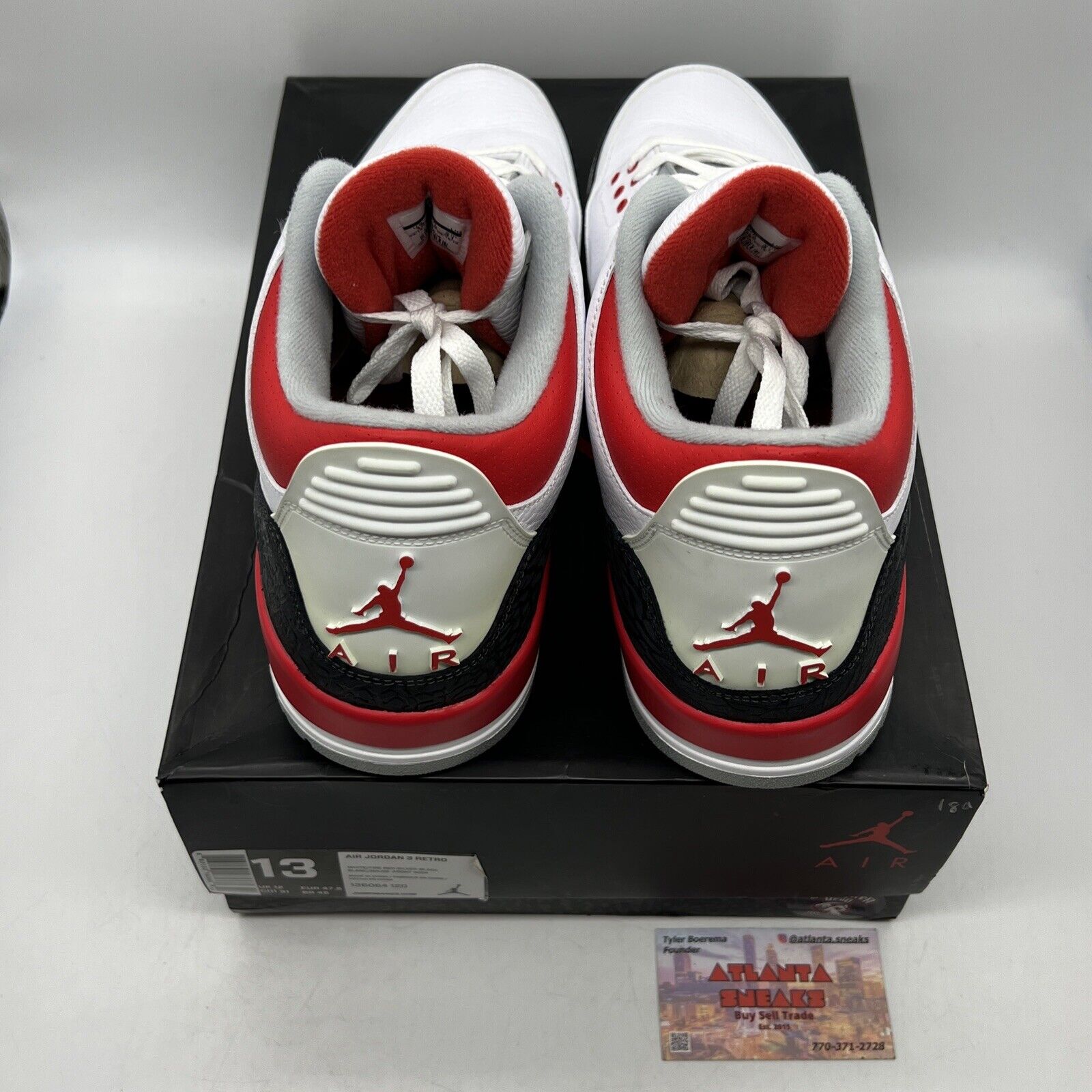 Size 13 - Air Jordan 3 Retro 2013 Fire Red White Black Leather  (136064-120)