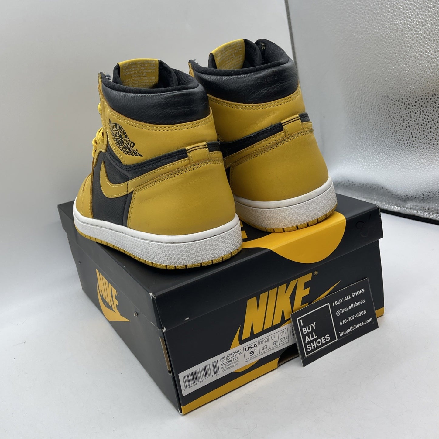 Size 9.5 - Jordan 1 Retro OG High Pollen Yellow Black Leather (555088-701)