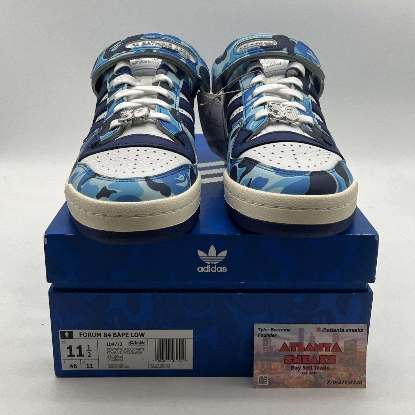 Size 11.5 -  Adidas Forum 84 Low 'Bape 30th Anniversary Blue Camo' (ID4772)