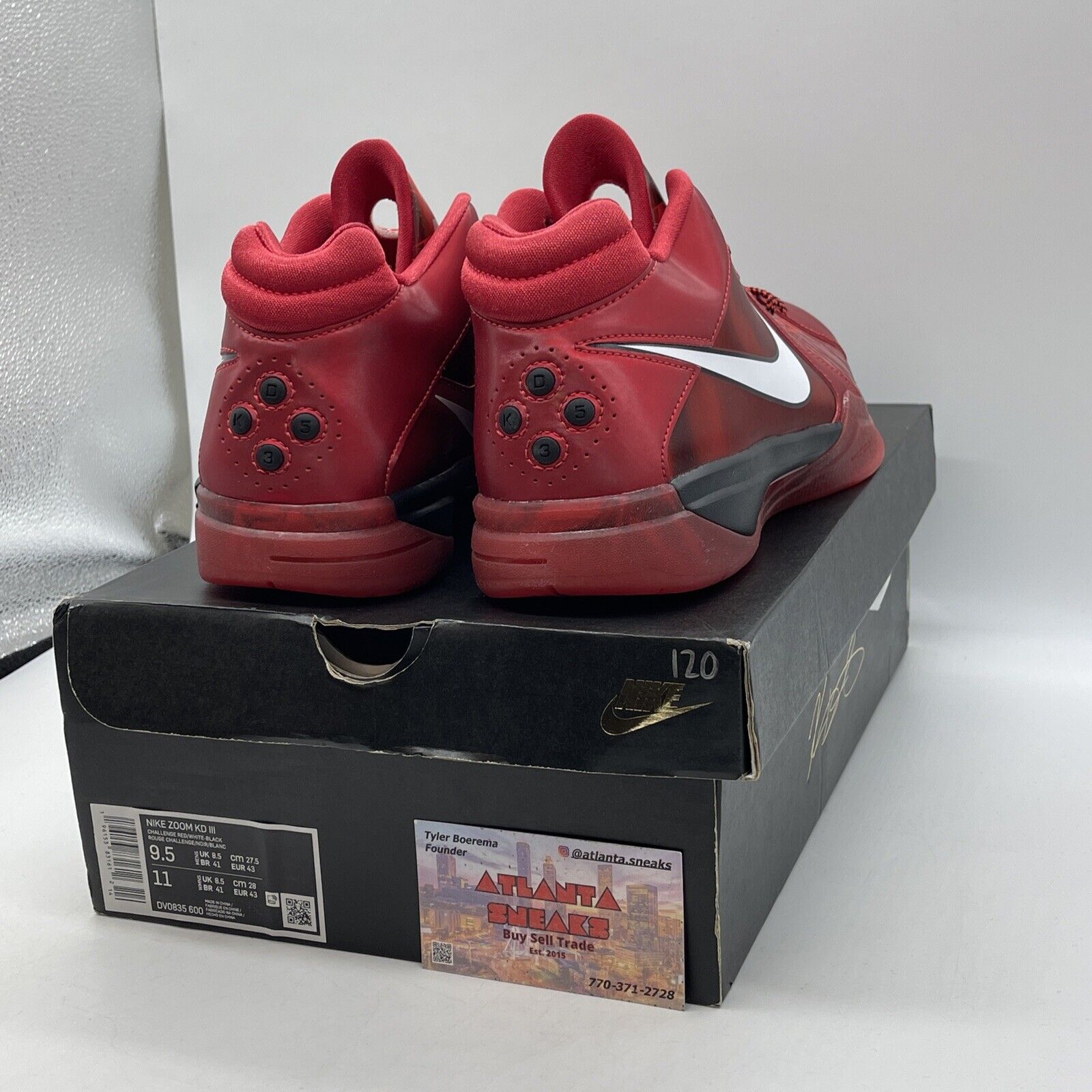 Size 9.5 - Nike KD 3 Red Black White Suede Leather (DV0835-600)