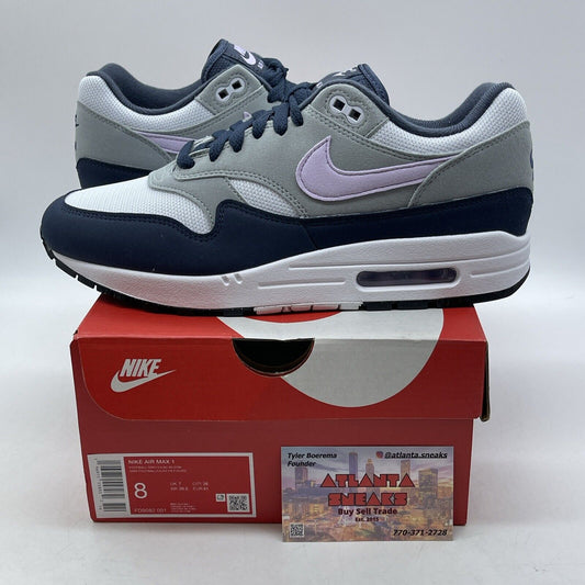 Size 8 - Nike Air Max 1 Obsidian Lilac Bloom Blue Purple Suede (FD9082-001)