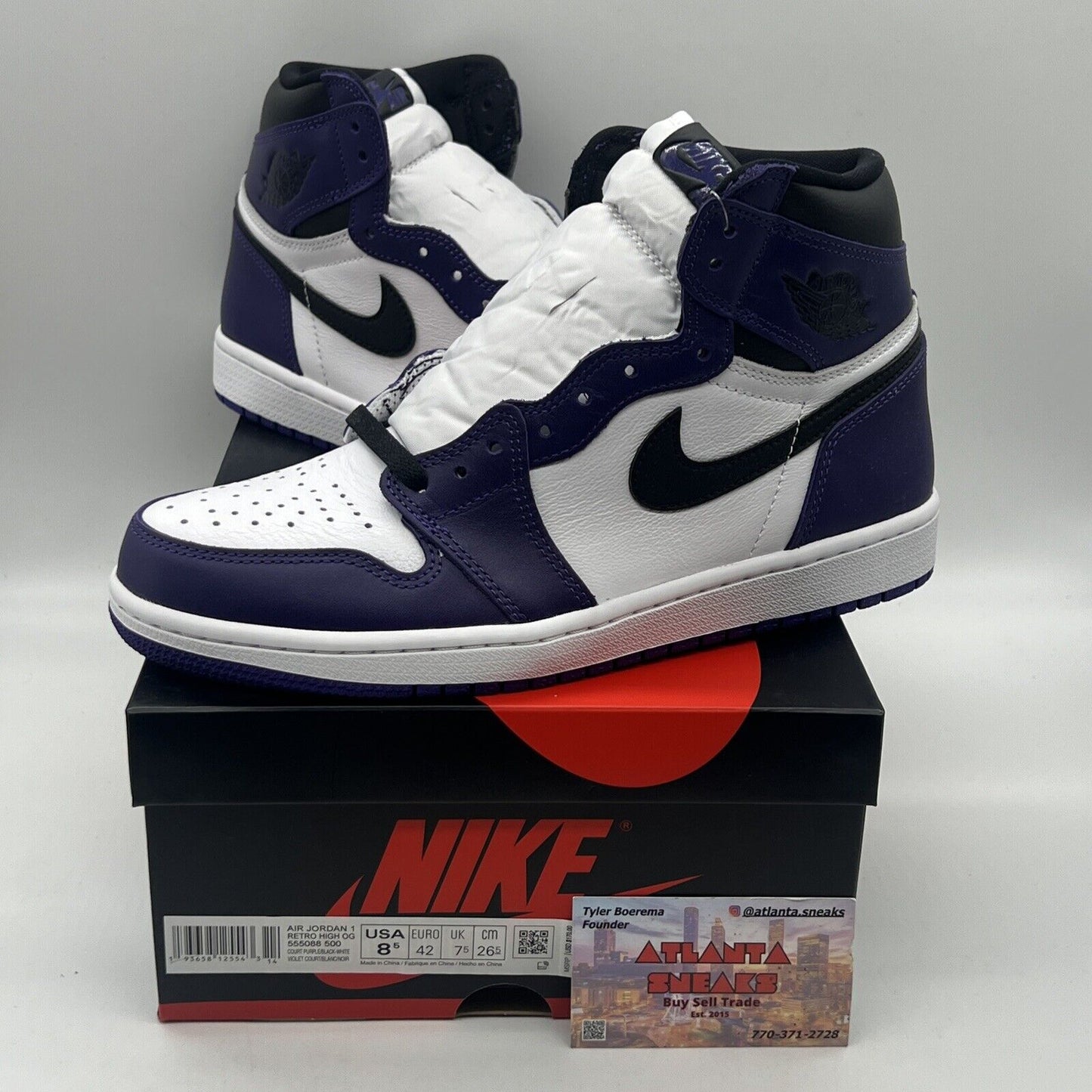 Size 8.5 - Jordan 1 Retro OG High Court Purple 2.0 Brand New Og All Leather DS