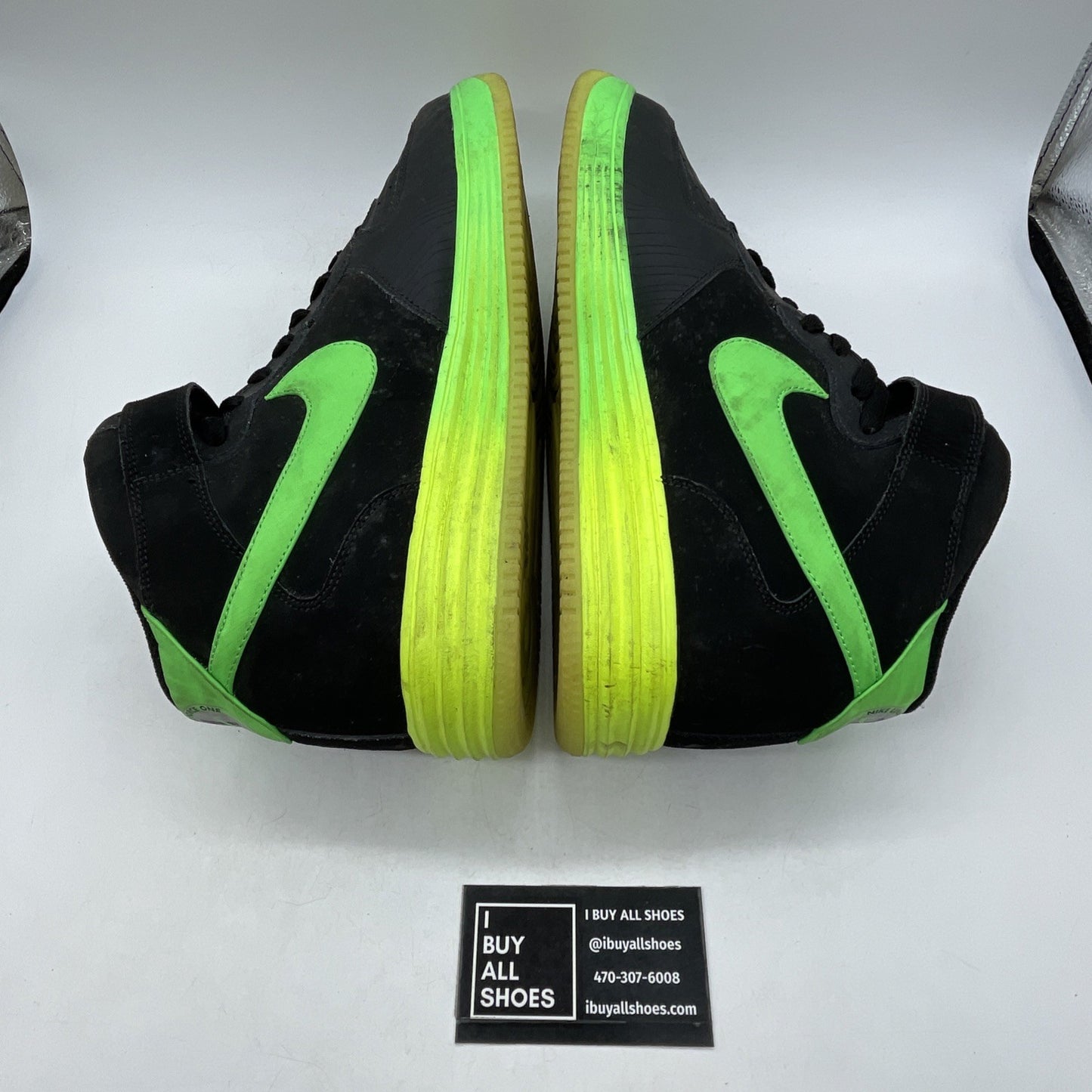 Size 14 - Nike Lunar Force 1 Leather Mid Black (555089-004)