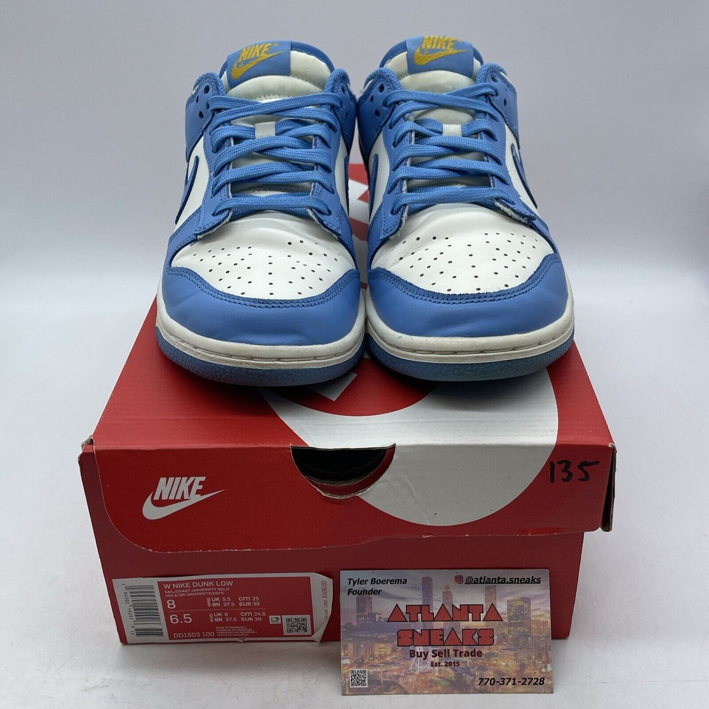 Size 8W - Nike Dunk Low Coast White Blue Gold Leather (DD1503-100)