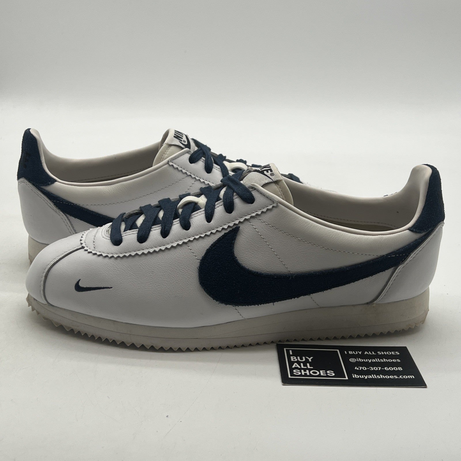 Size 10 - Nike ID Cortez White/Navy Running Shoes (898727-981)