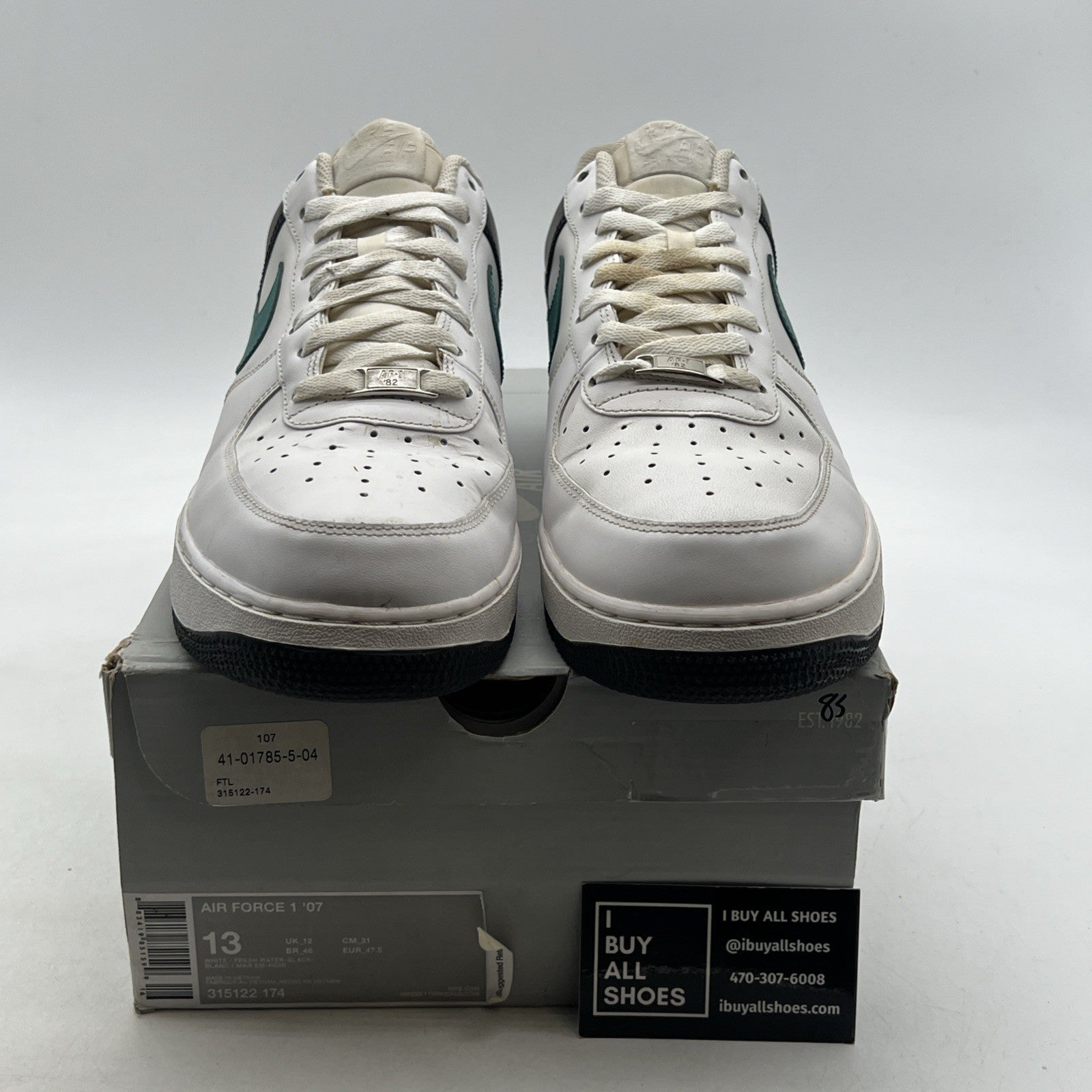 Size 13 - Nike Air Force 1 '07 White Green Black (315122-174)