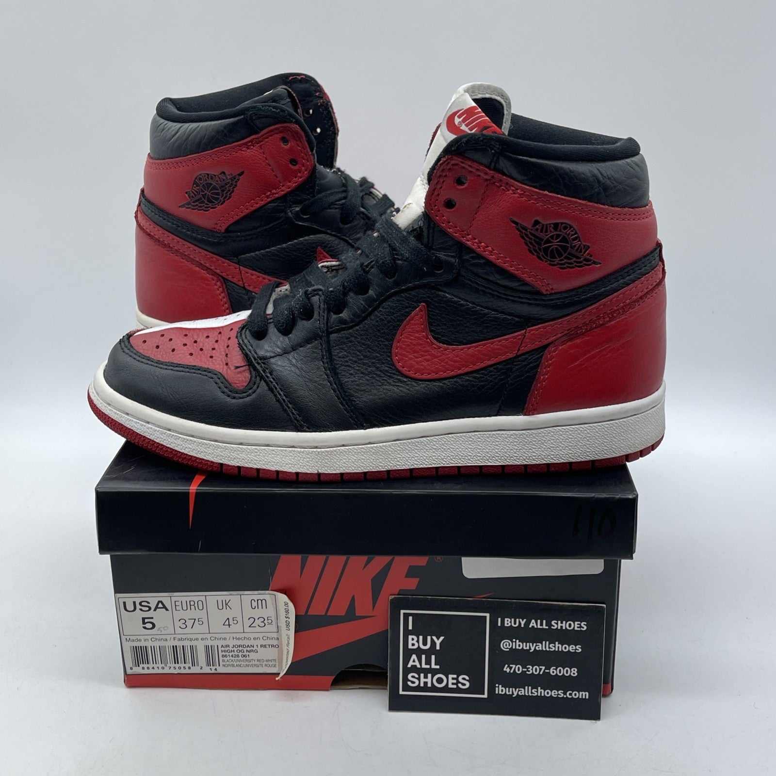 Size 5 - Air Jordan 1 Retro OG NRG High Homage to Home Red White (861428-061)