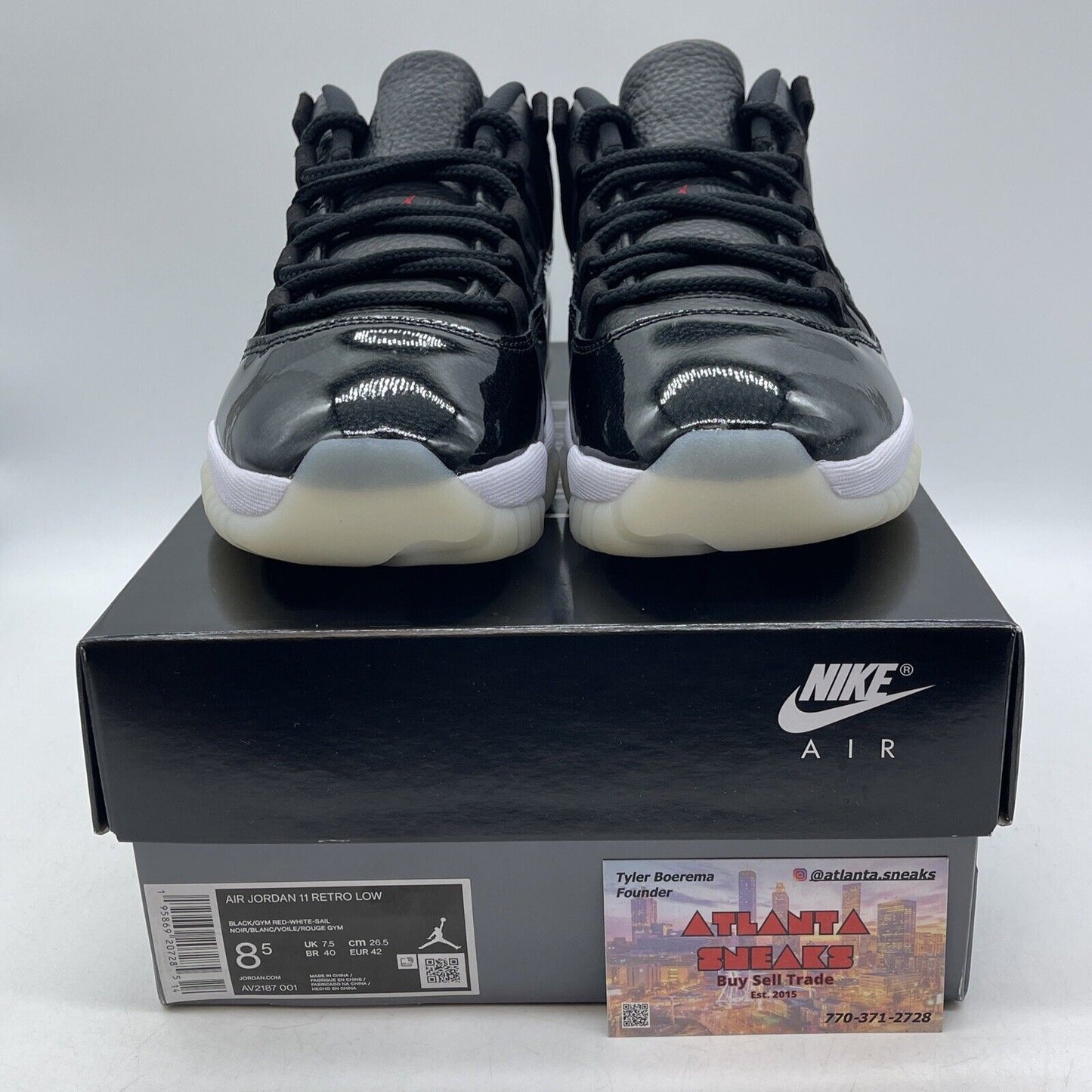 Size 8.5 - Jordan 11 Retro Low 72-10 Black White Grey Leather (AV2187-001)