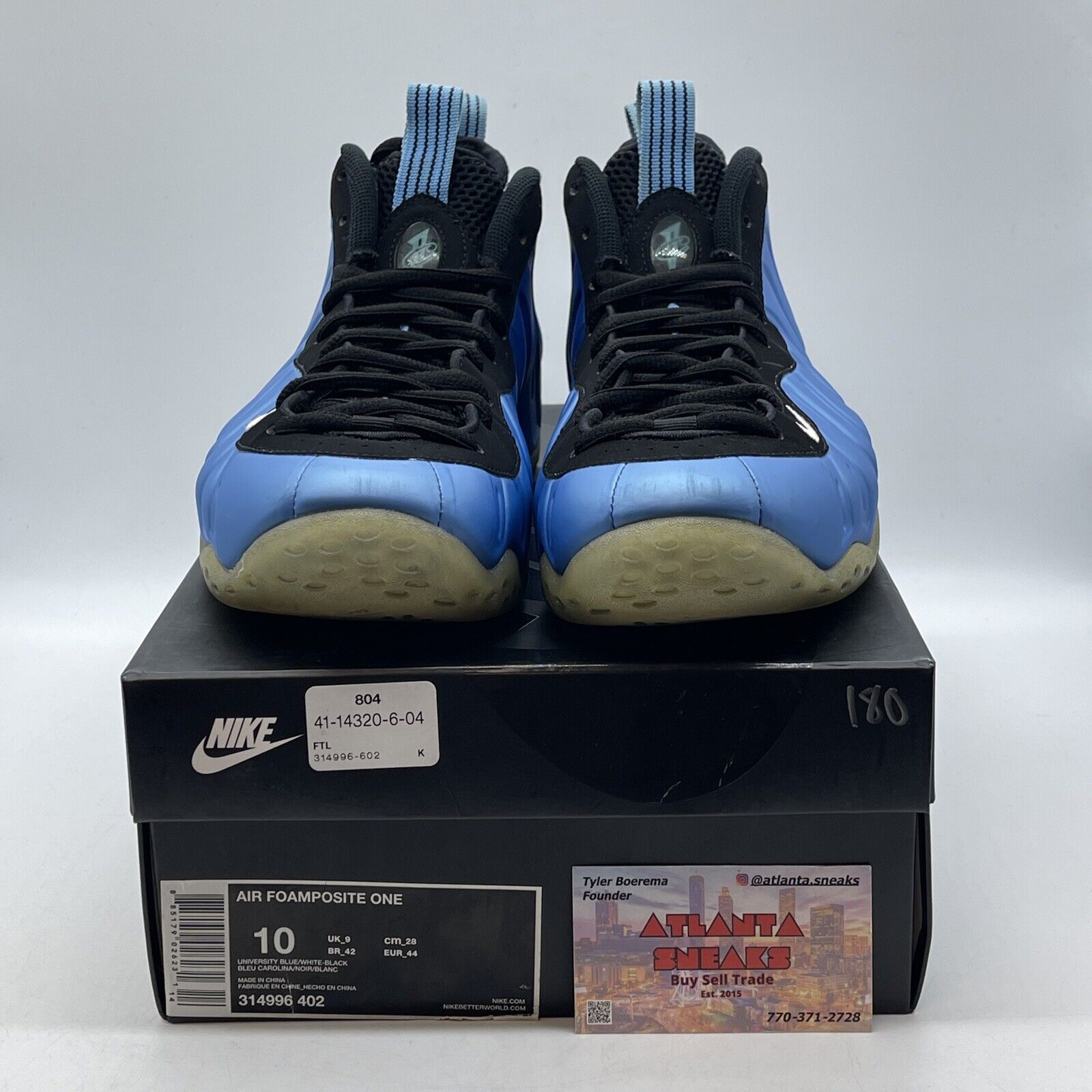 Size 10 - Nike Air Foamposite One University Blue Black White (314996-402)