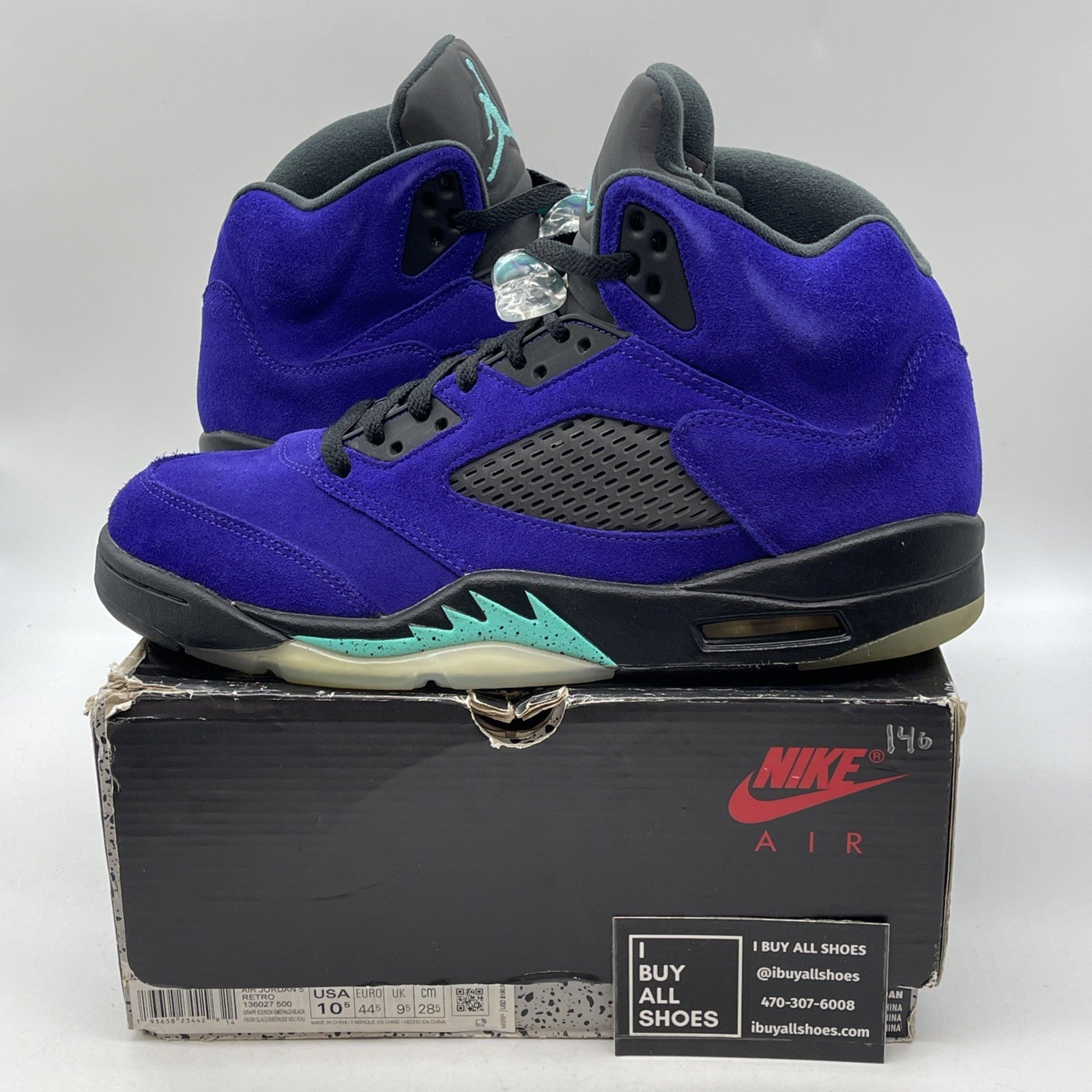 Size 10.5 - Jordan 5 Retro Alternate Grape Black Suede (136027-500)
