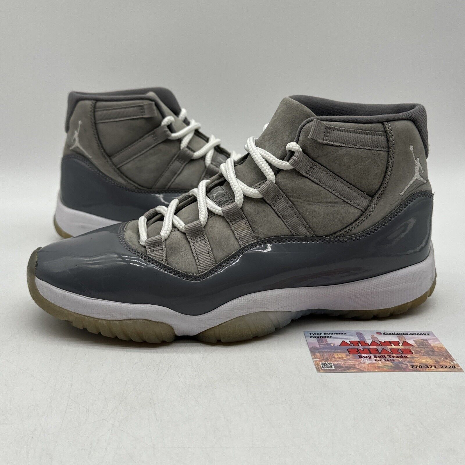 Size 10.5 - Jordan 11 Retro High Cool Grey Patent Smooth Suede Ice Sole