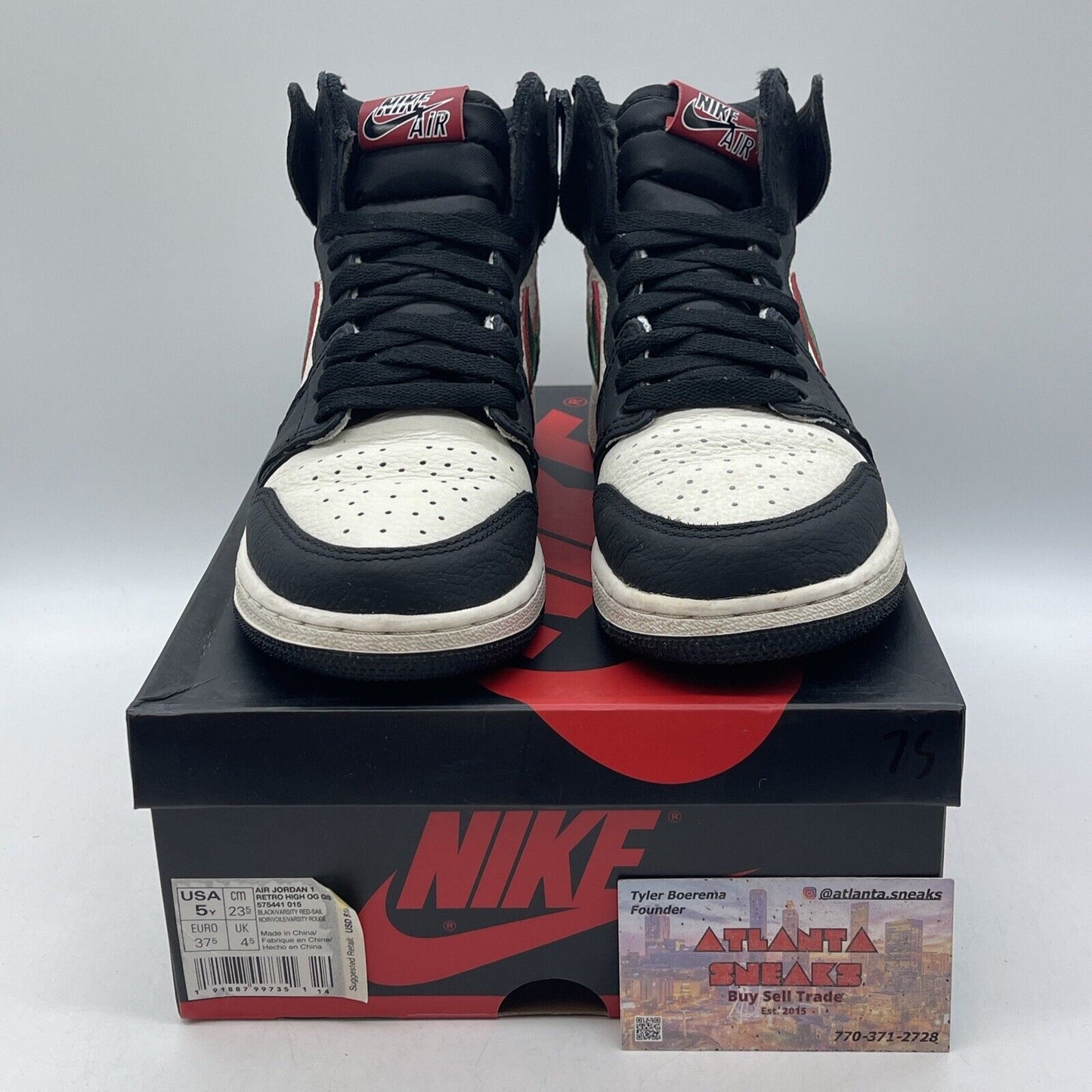 Size 5Y (GS) - Jordan 1 Retro High A Star Is Born Black Leather (575441-015)