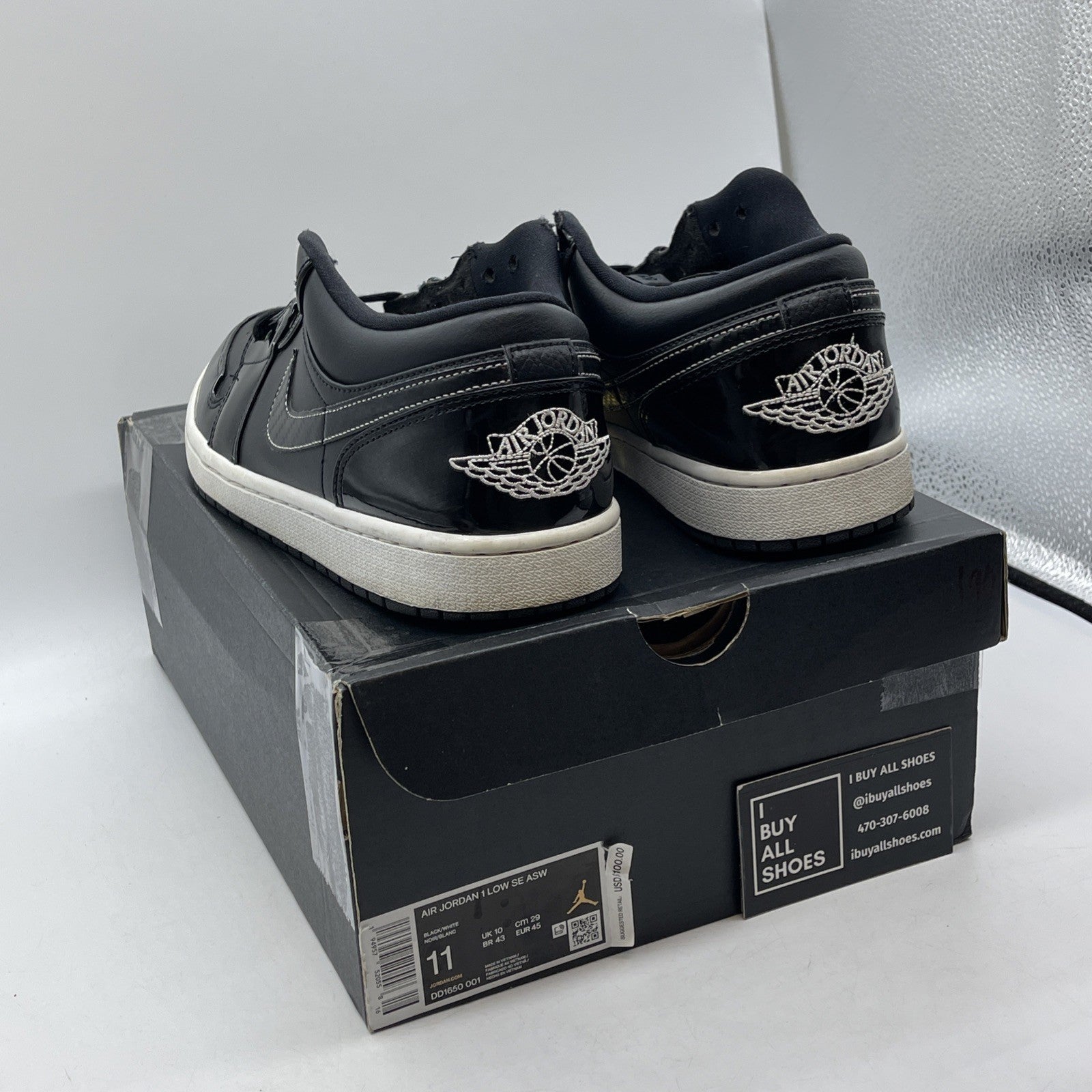 Size 11 - Air Jordan 1 Low All Star 2021 Black Leather (DD1650-001)