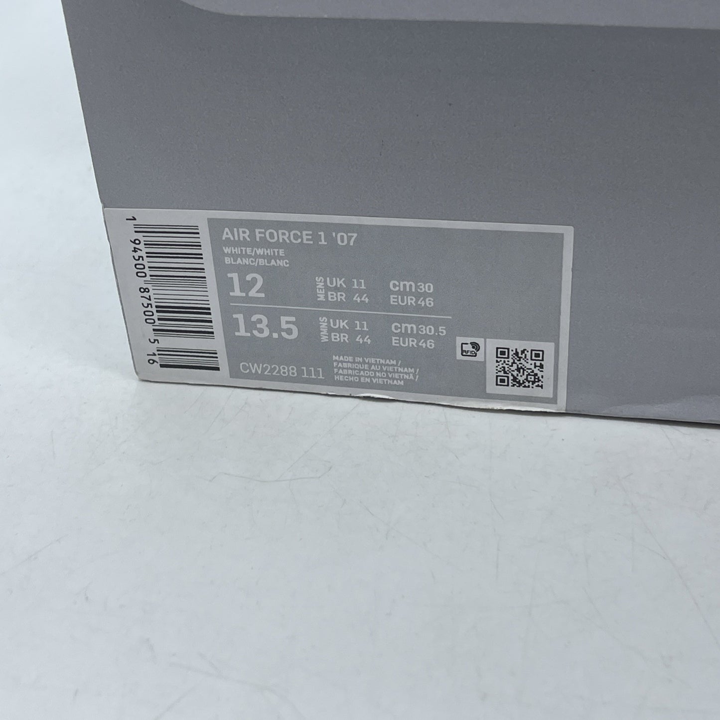 Size 12 - Nike Air Force 1 '07 Low Triple White (CW2288-111)