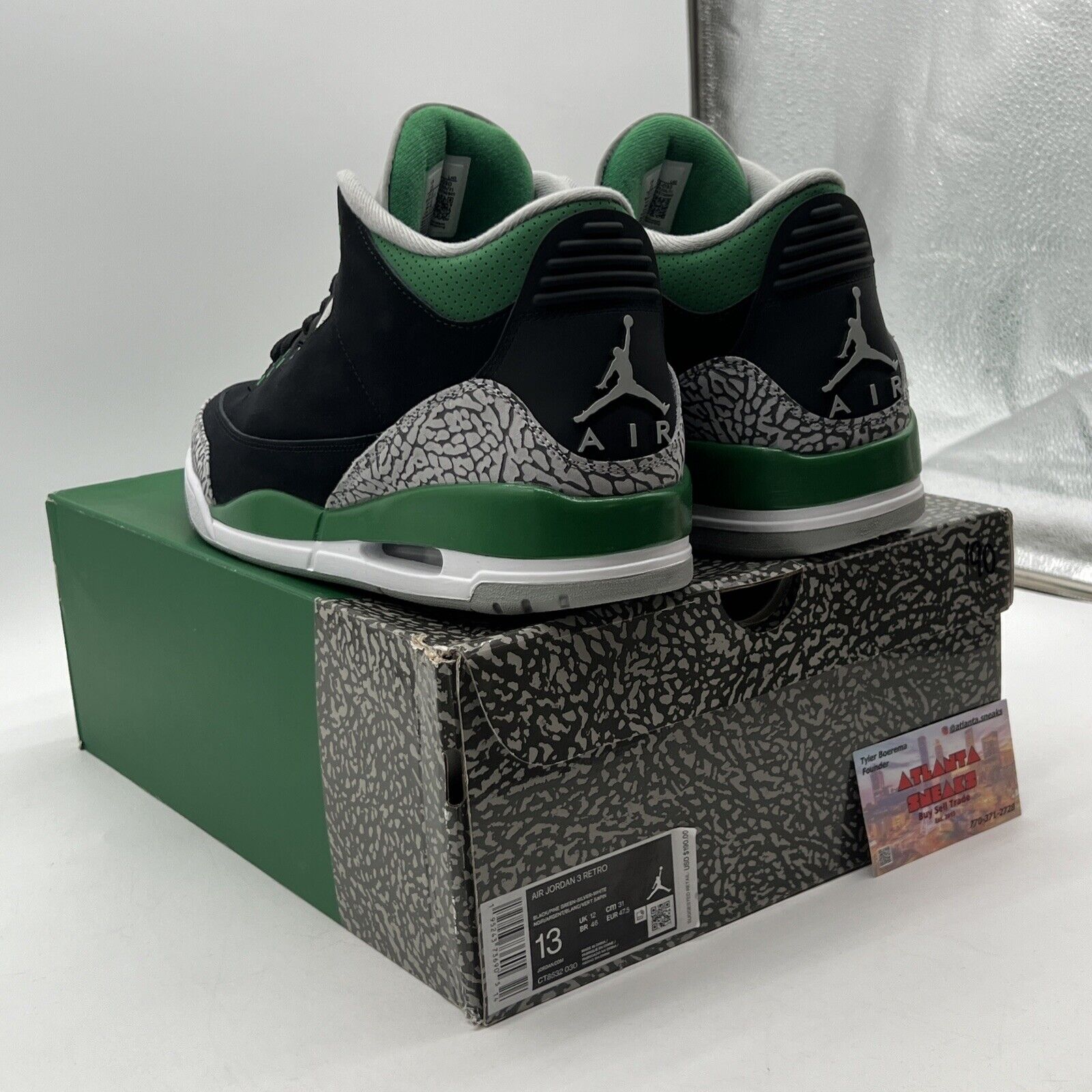 Size 13 - Jordan 3 Retro Mid Pine Green Black White Suede Gold (CT8532-030)