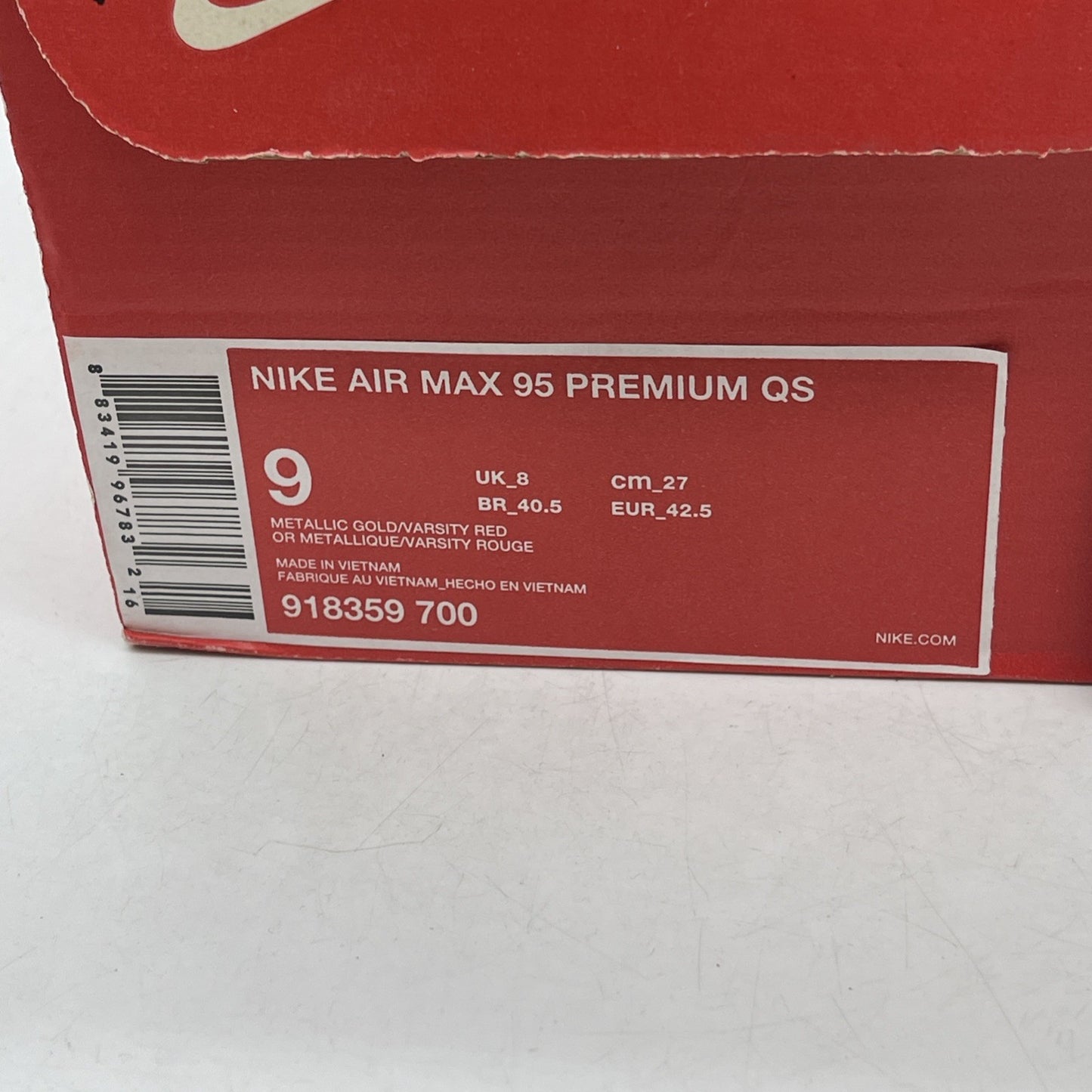 Size 9 - Nike Air Max 95 QS Metallic Gold (918359-700)