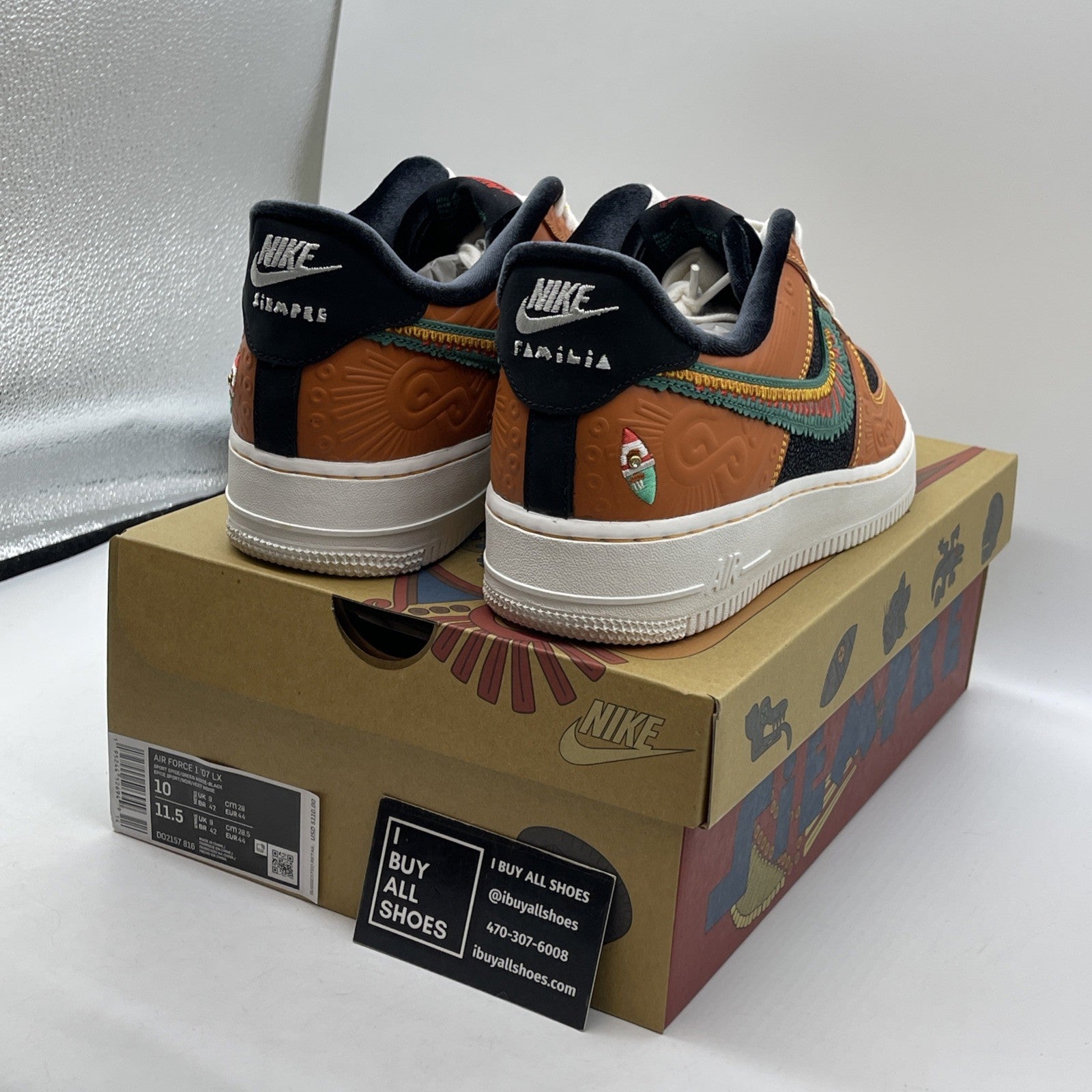 Size 10 - Nike Air Force 1 '07 LX SiEMPRE Familia Orange Black (DO2157-816)